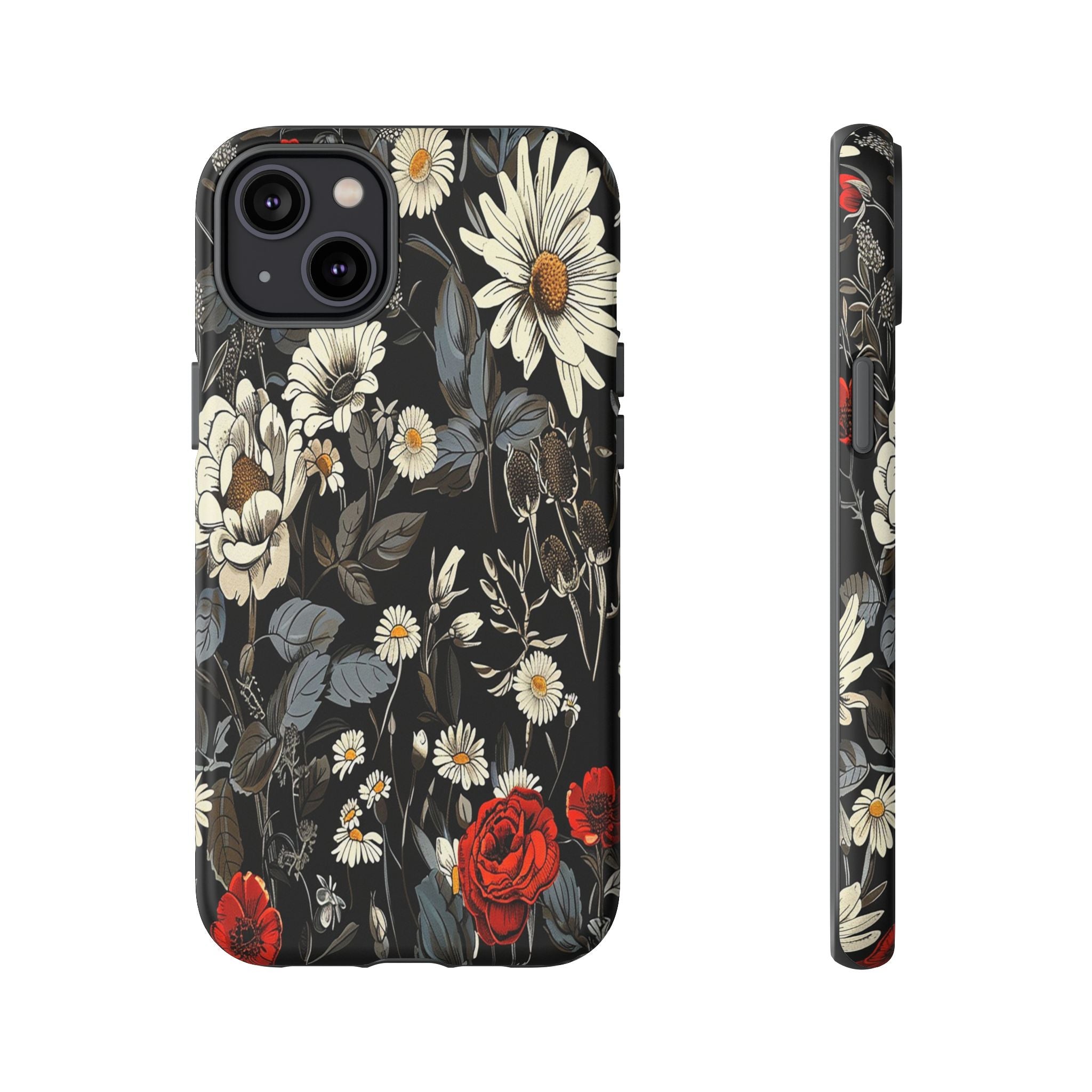 Elegant Floral Pattern on Black Background