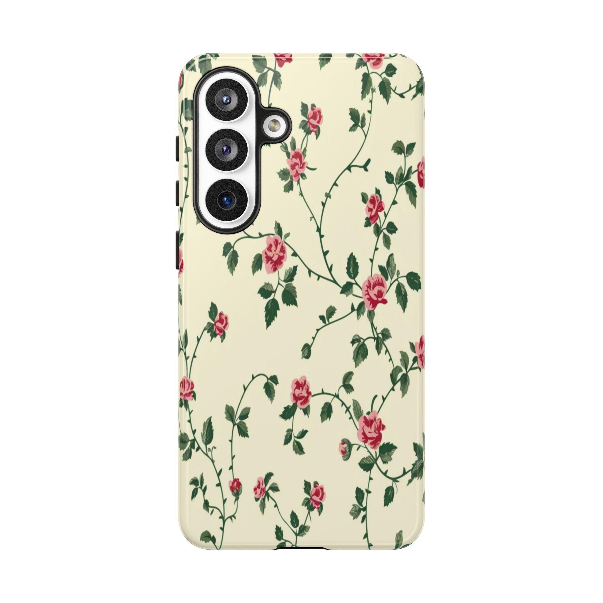 Elegant Pink Roses Victorian Botanical Wallpaper