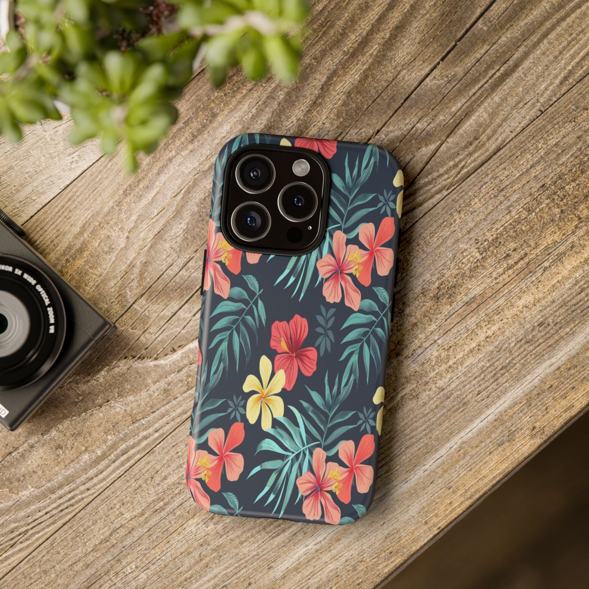 Tropical Hibiscus Navy Case