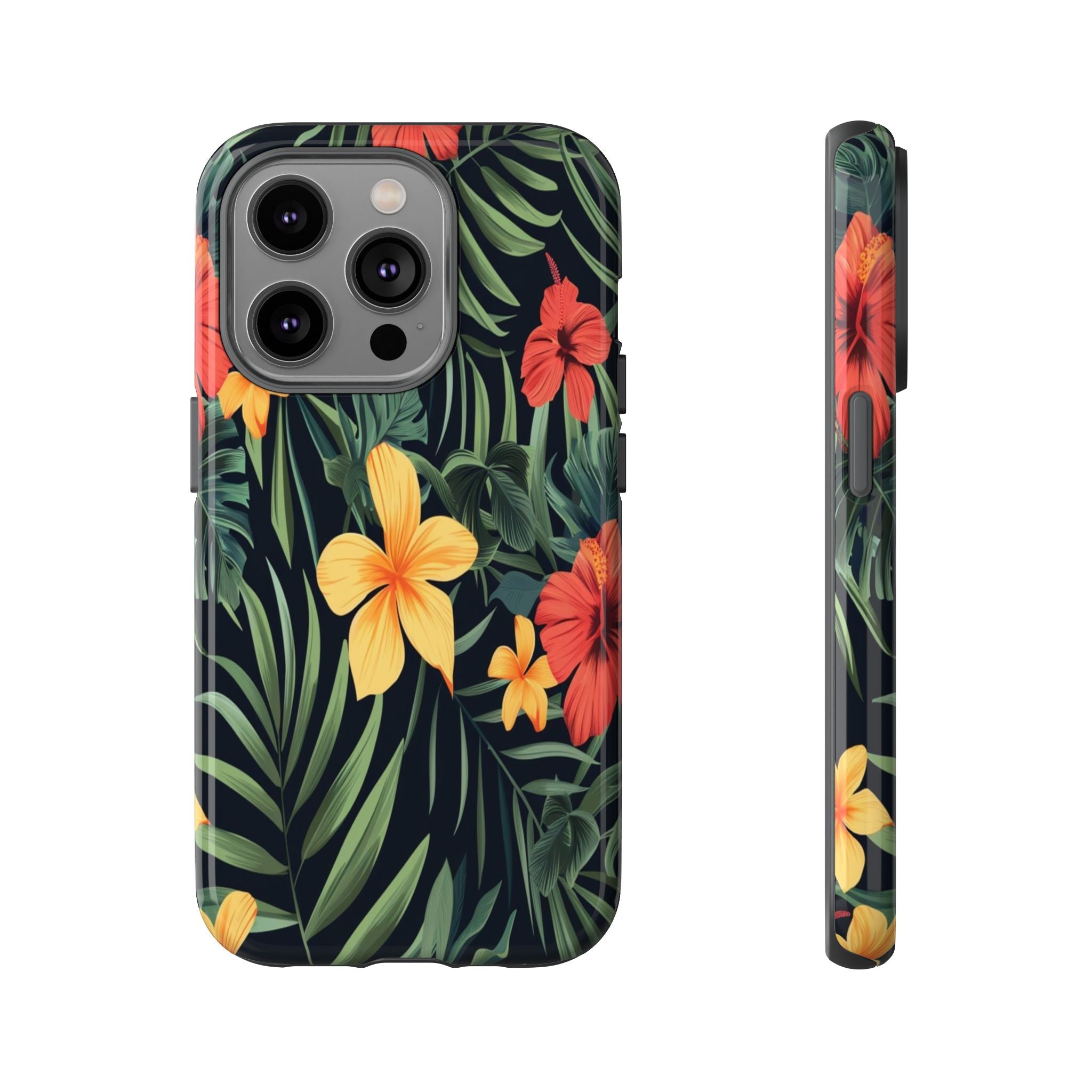 Tropical Hibiscus and Plumeria Seamless Pattern