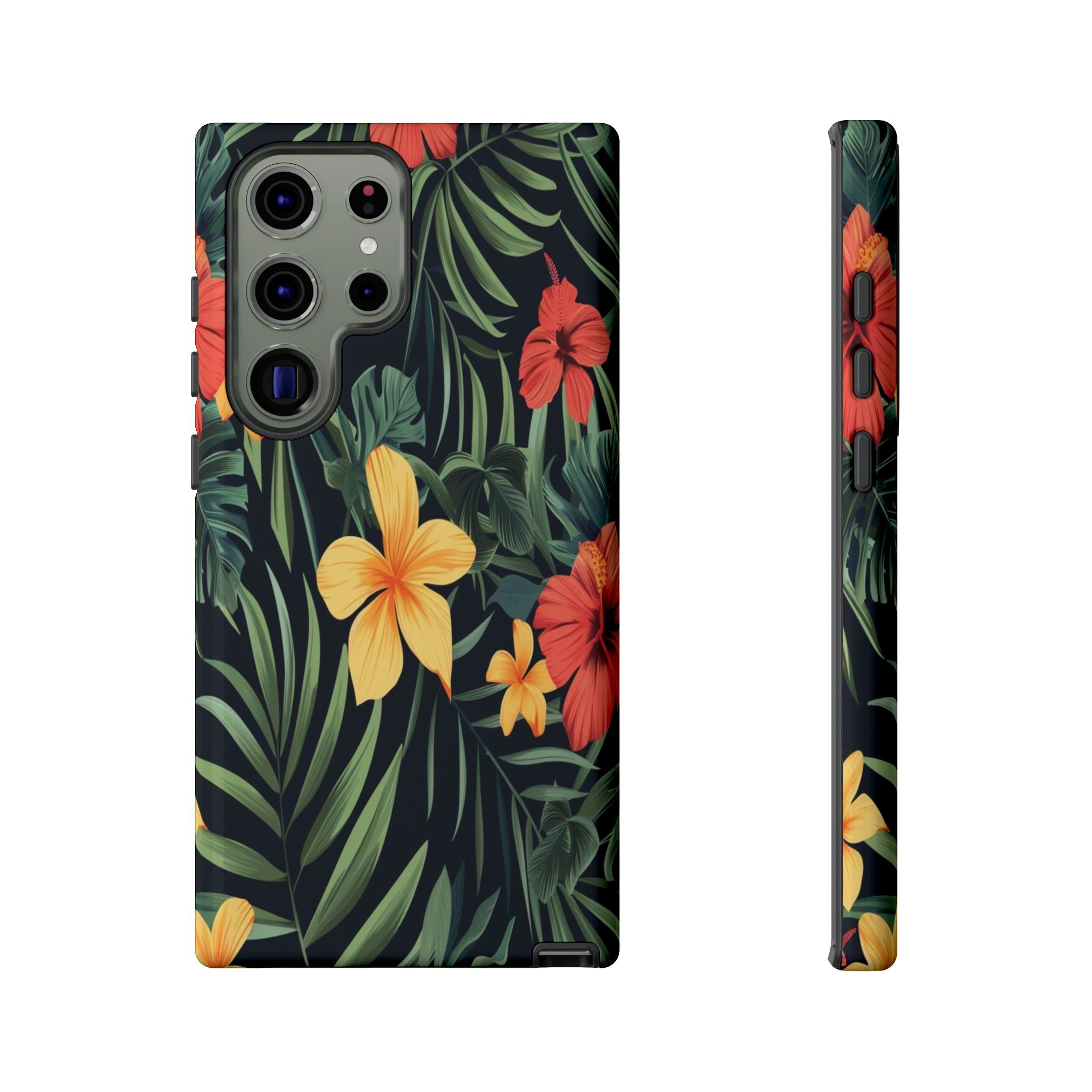 Tropical Hibiscus and Plumeria Seamless Pattern