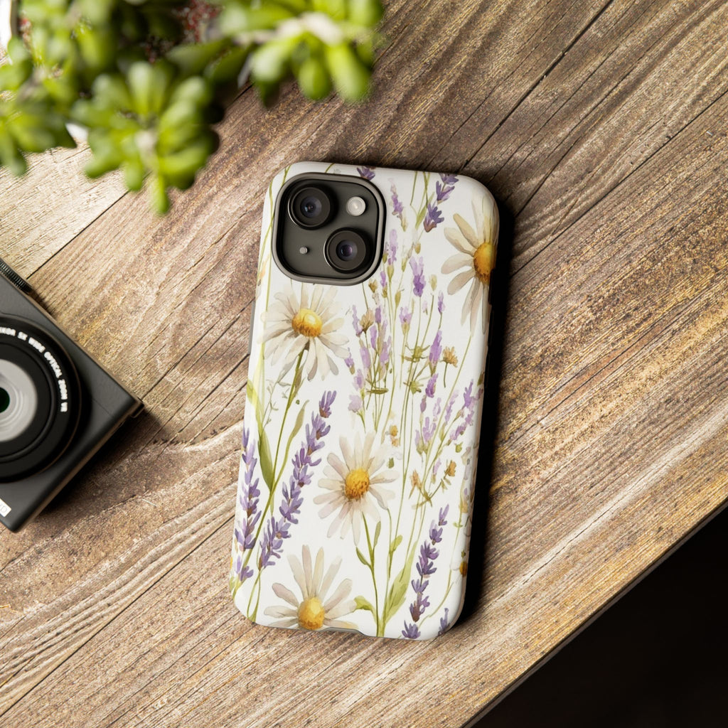 Delicate Watercolor Daisy and Lavender Case