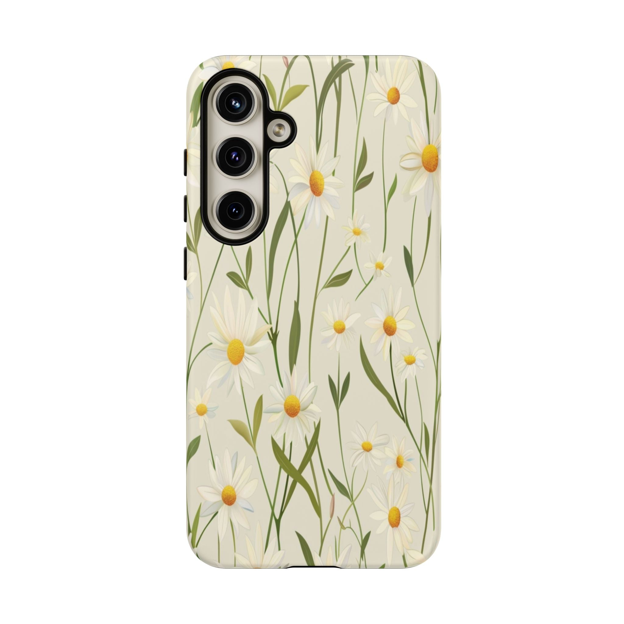 Delicate White Daisies on Cream