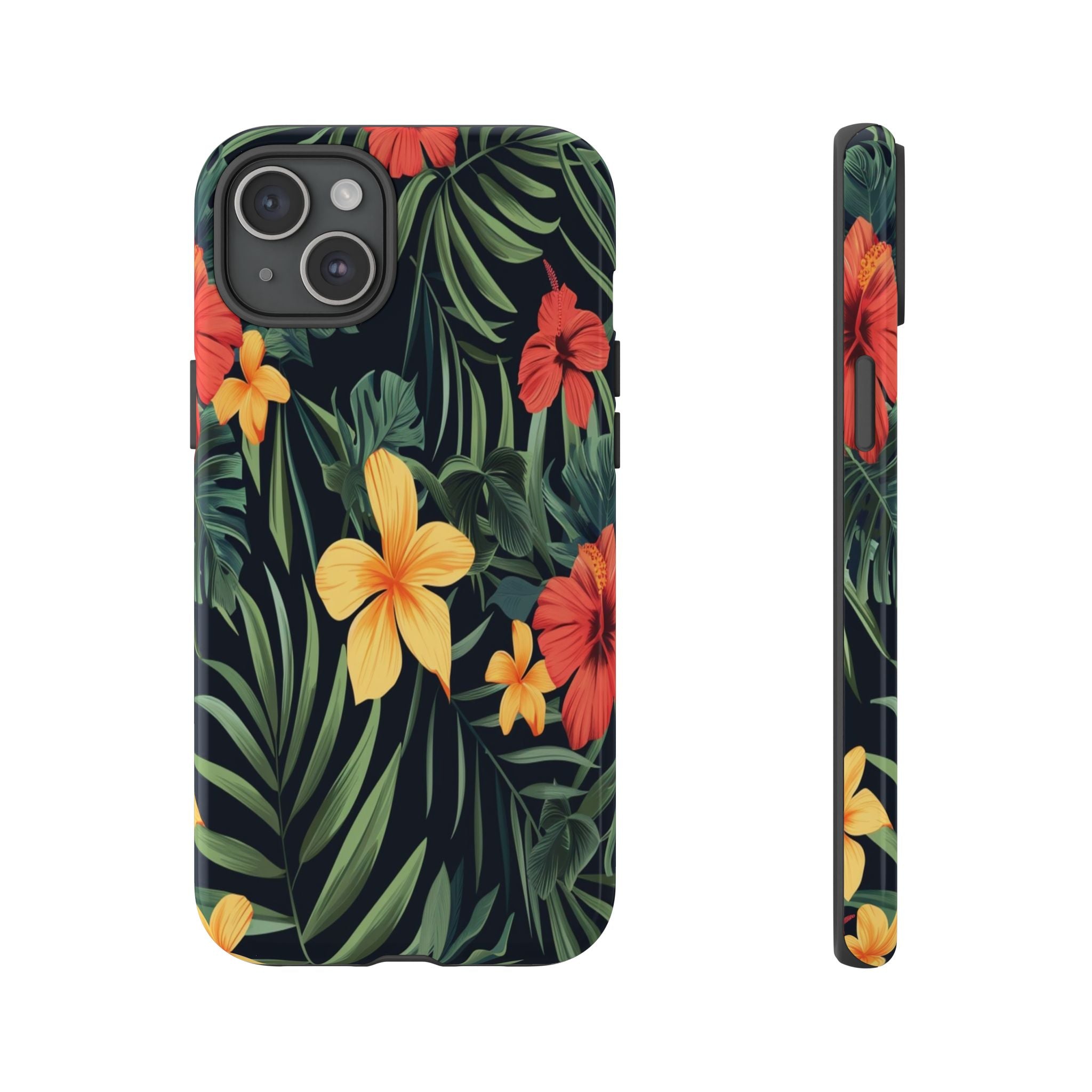 Tropical Hibiscus and Plumeria Seamless Pattern