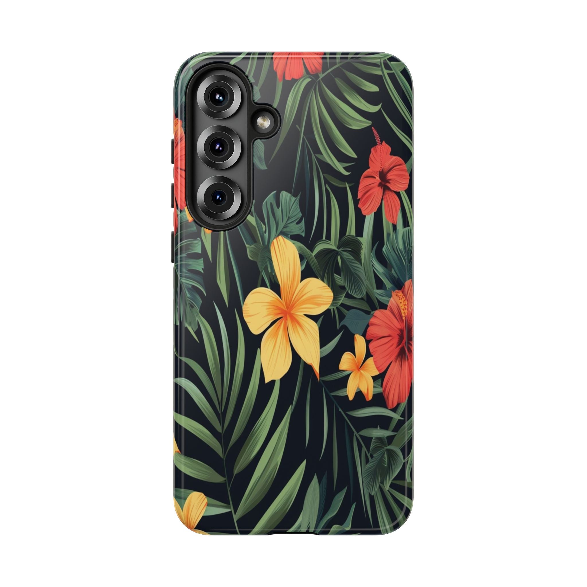 Tropical Hibiscus and Plumeria Seamless Pattern