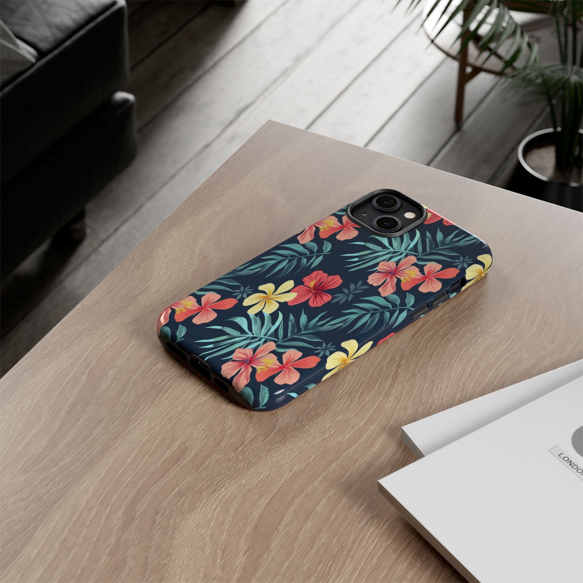 Tropical Hibiscus Navy Case