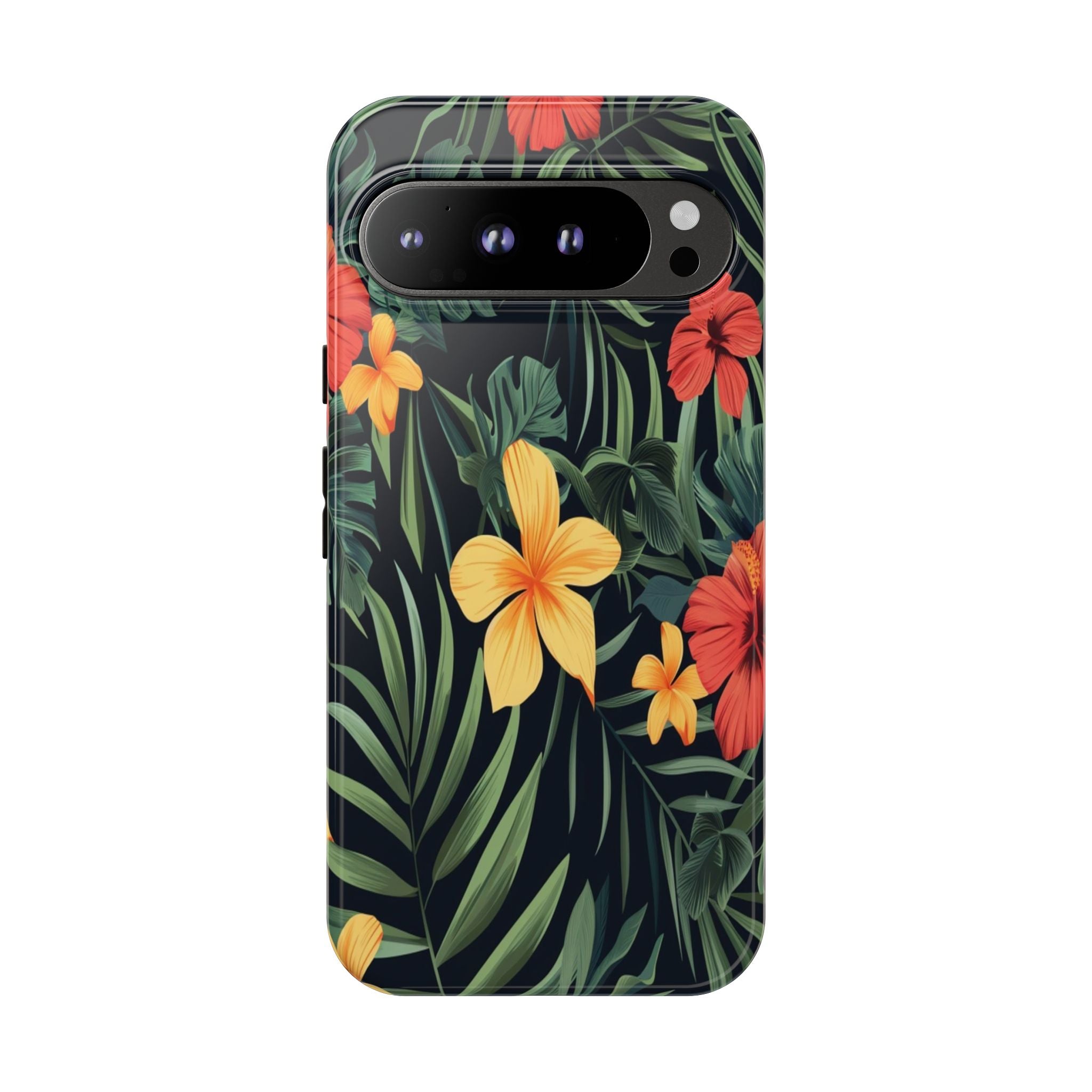 Tropical Hibiscus and Plumeria Seamless Pattern