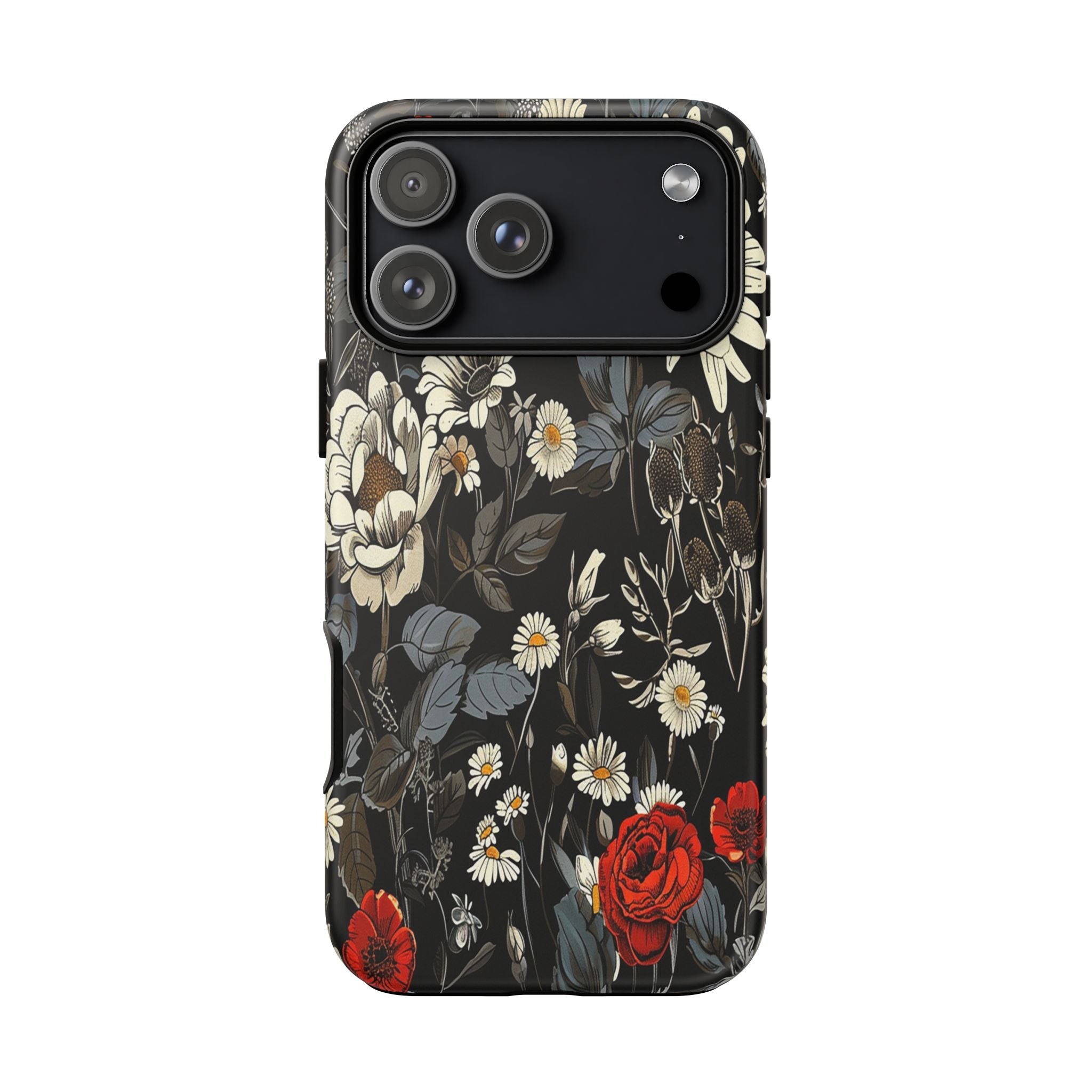 Elegant Floral Pattern on Black Background