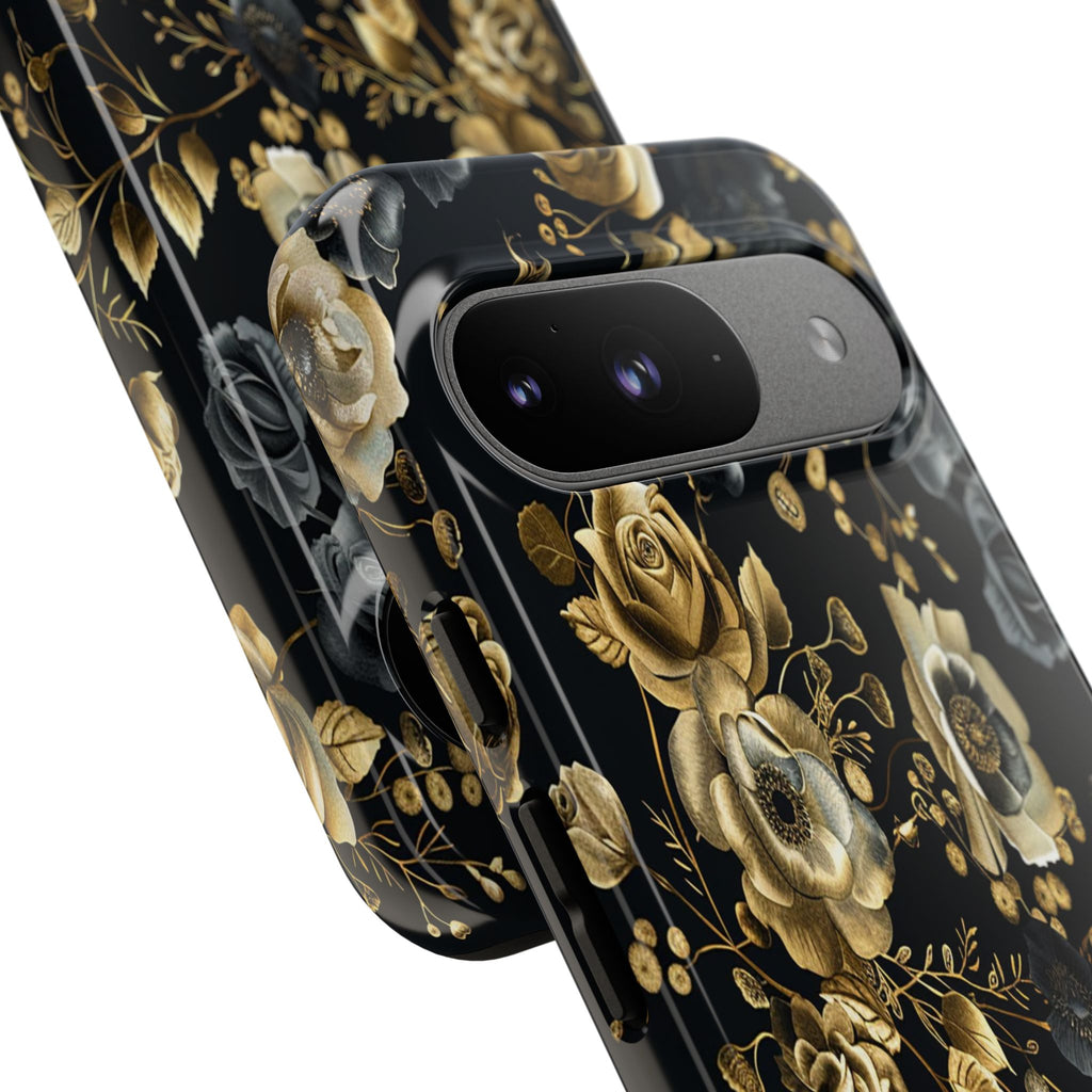 Luxurious Gold Roses on Black