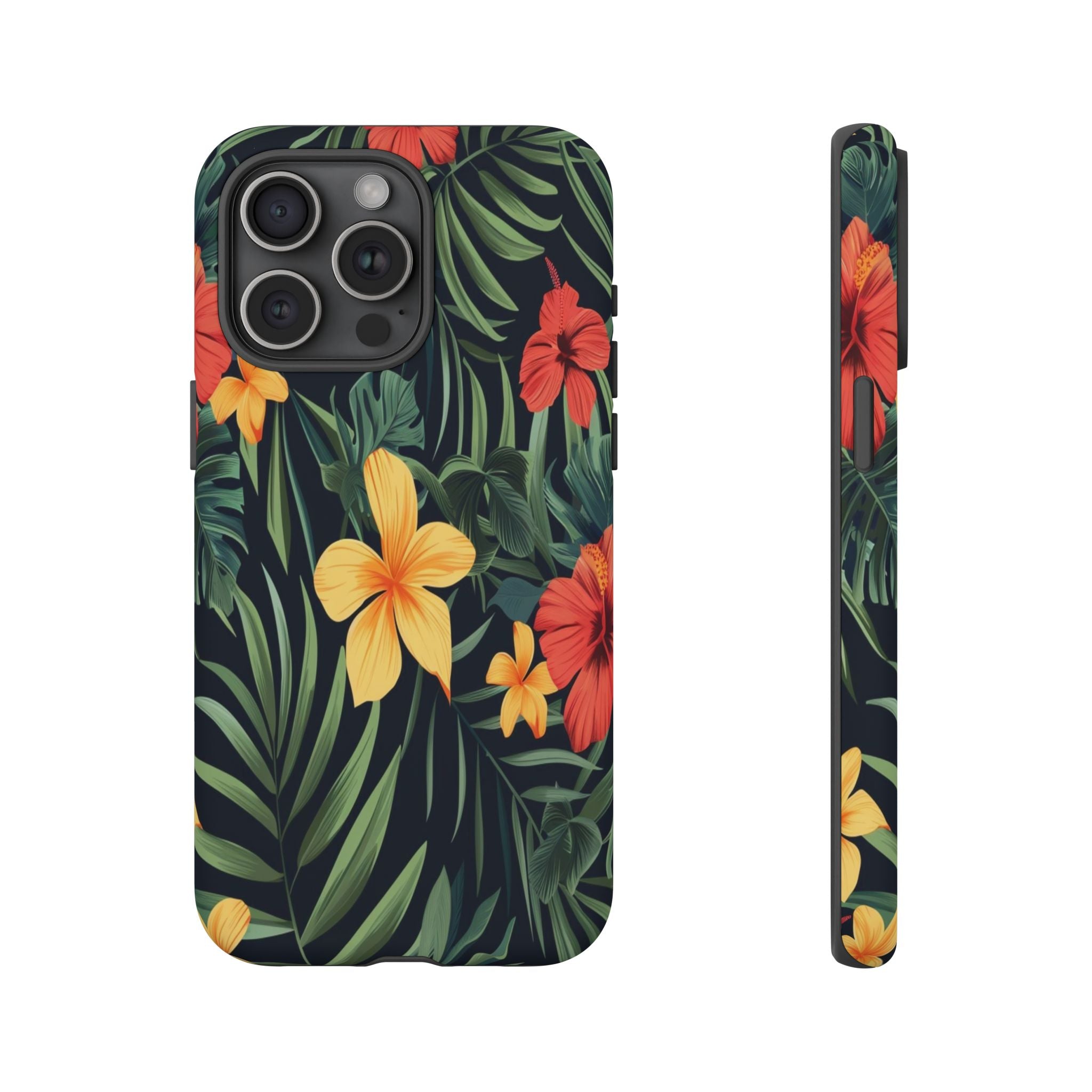 Tropical Hibiscus and Plumeria Seamless Pattern