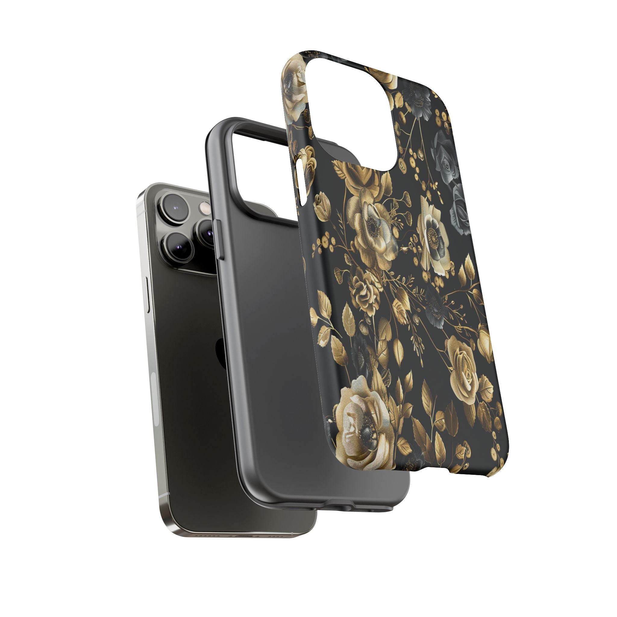 Luxurious Gold Roses on Black