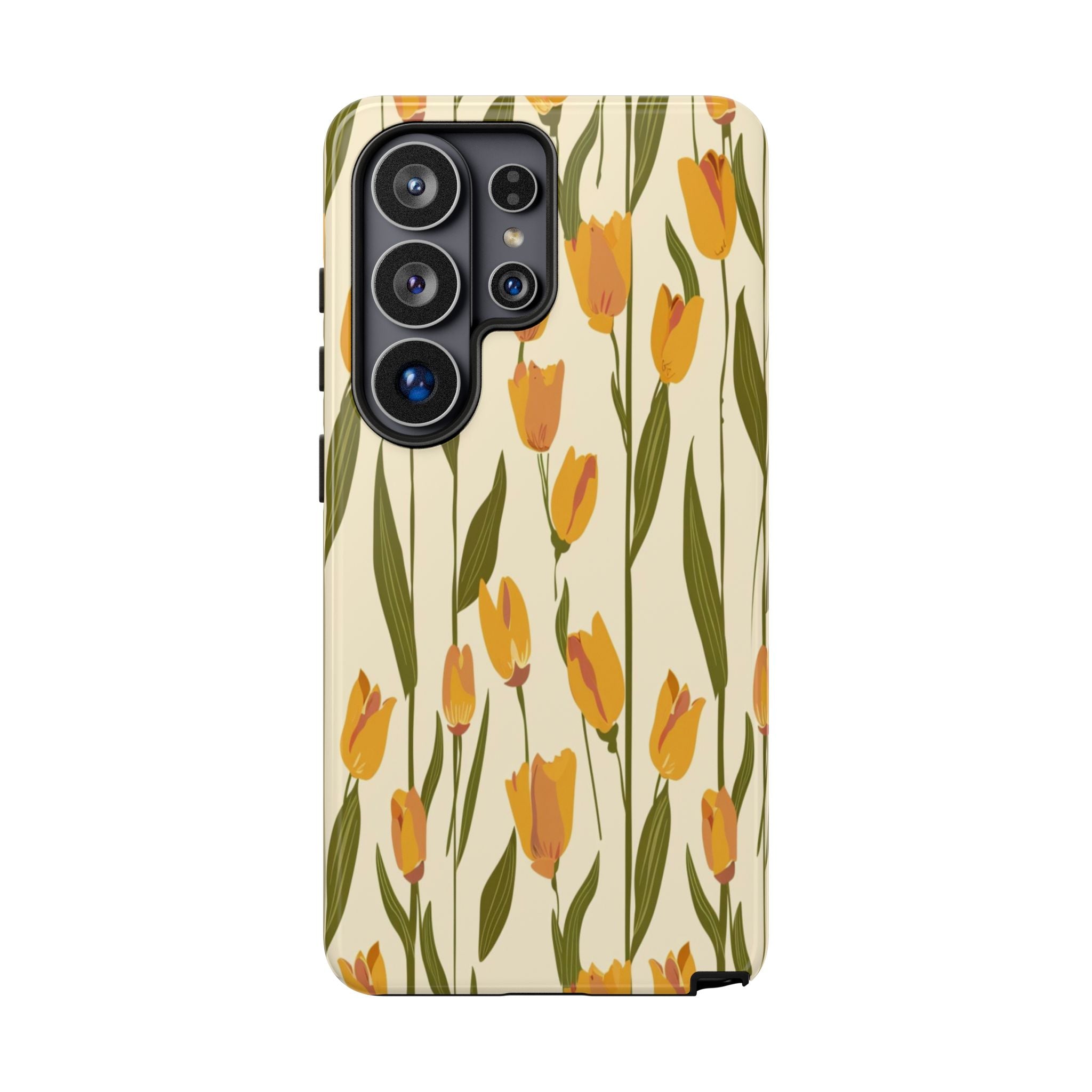 Vibrant Yellow and Orange Tulips Seamless Pattern