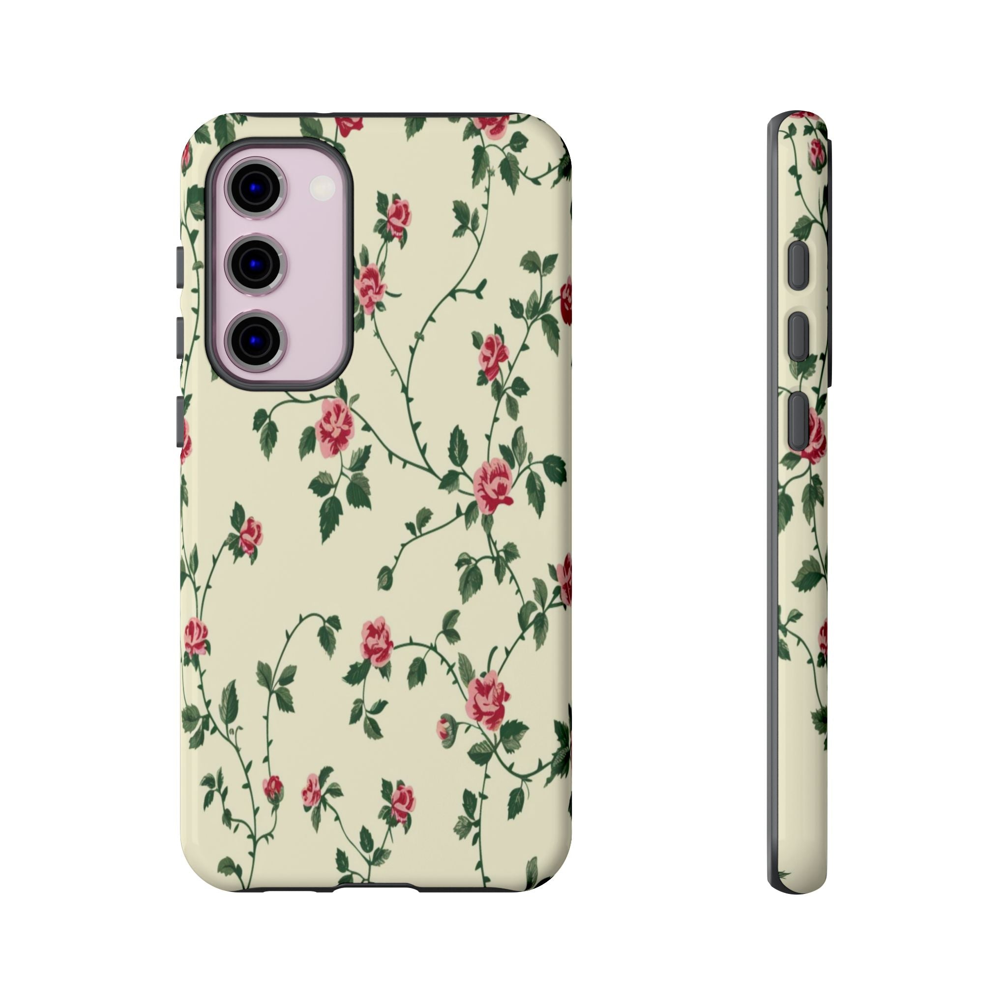 Elegant Pink Roses Victorian Botanical Wallpaper