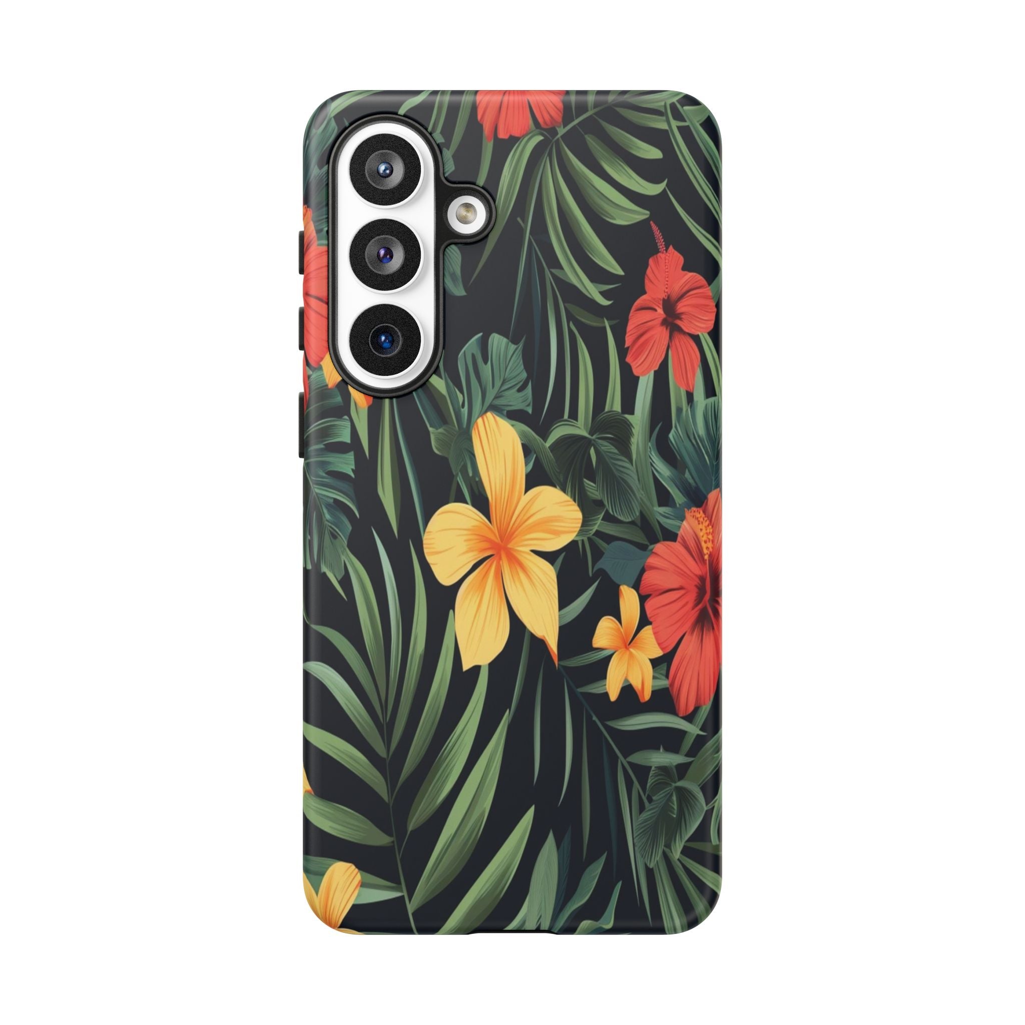 Tropical Hibiscus and Plumeria Seamless Pattern