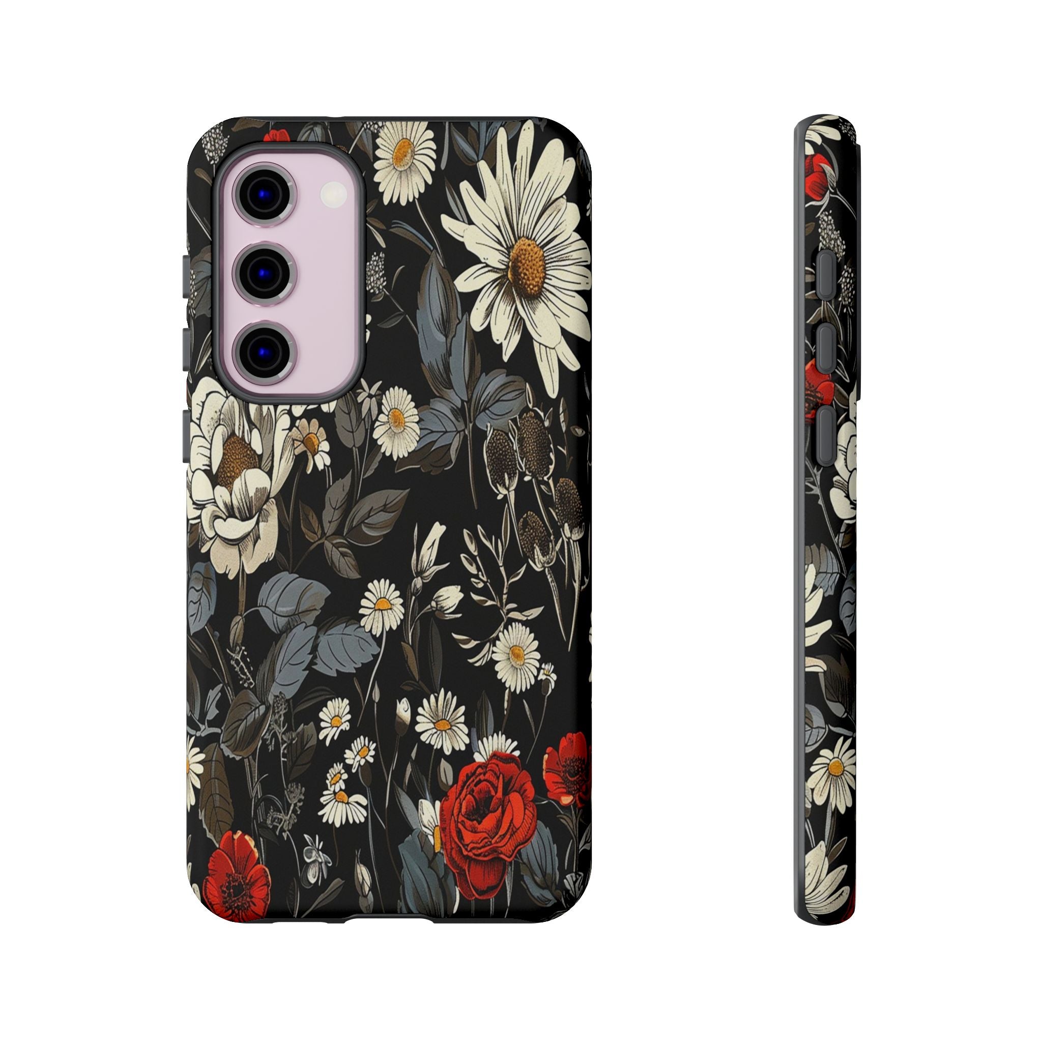 Elegant Floral Pattern on Black Background