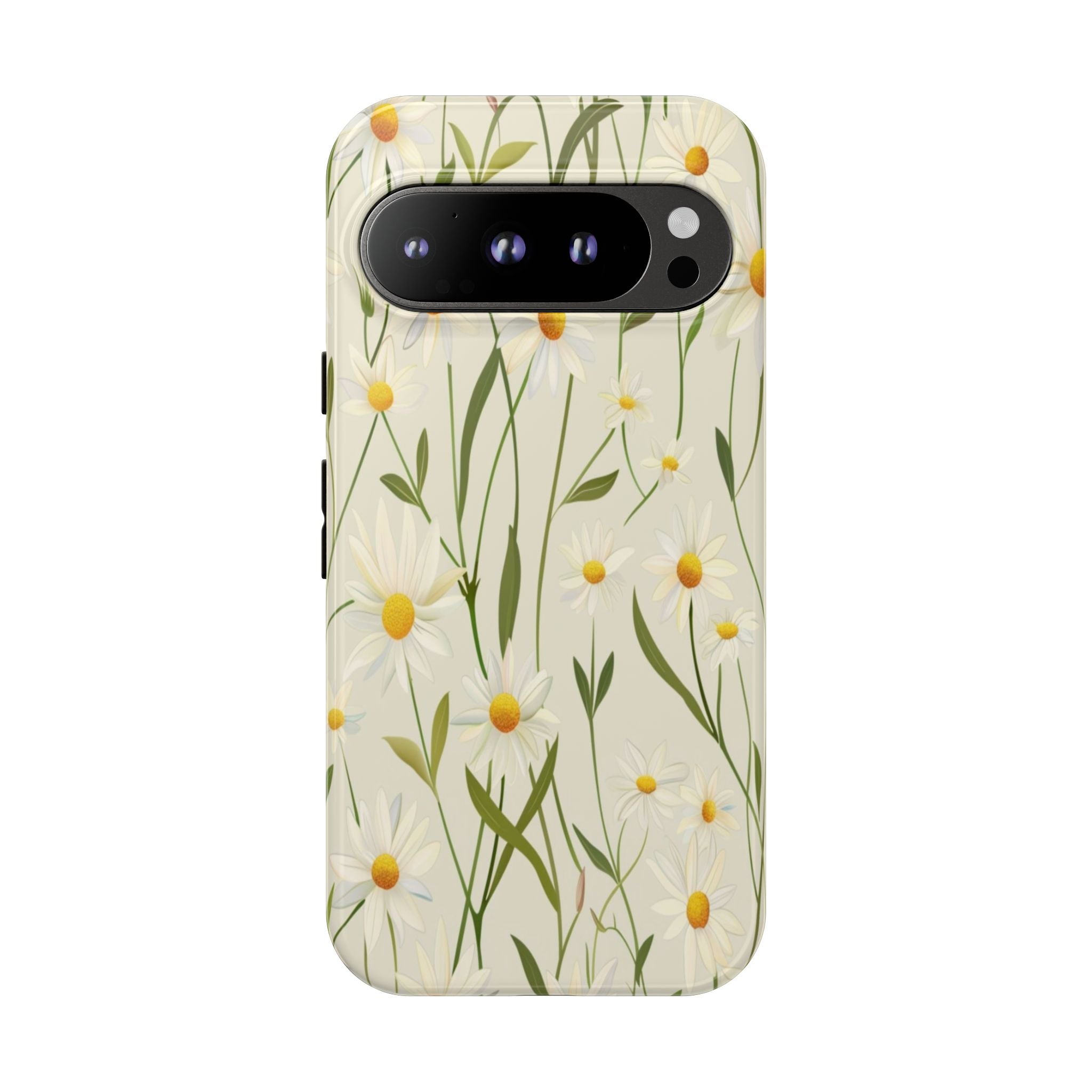 Delicate White Daisies on Cream