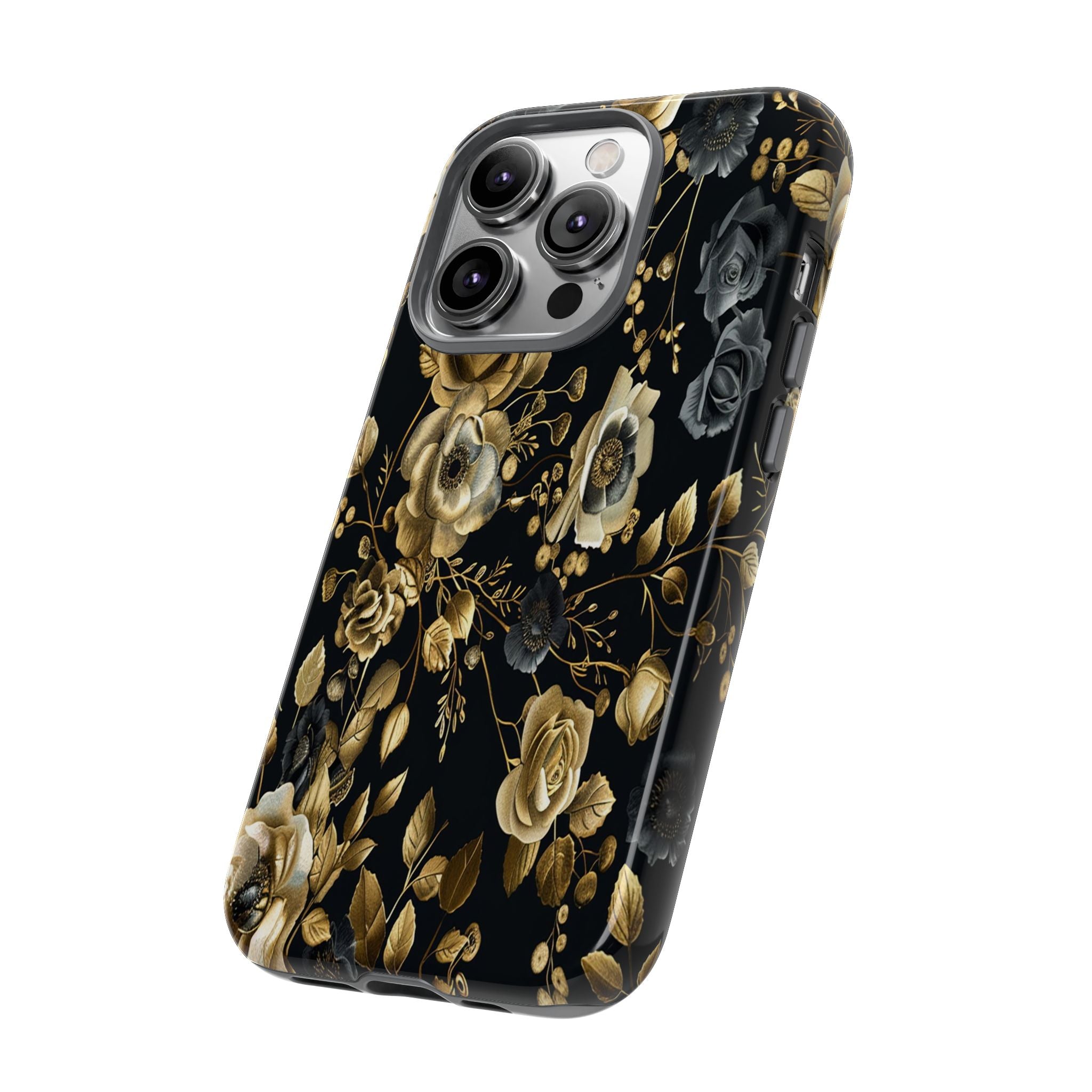 Luxurious Gold Roses on Black