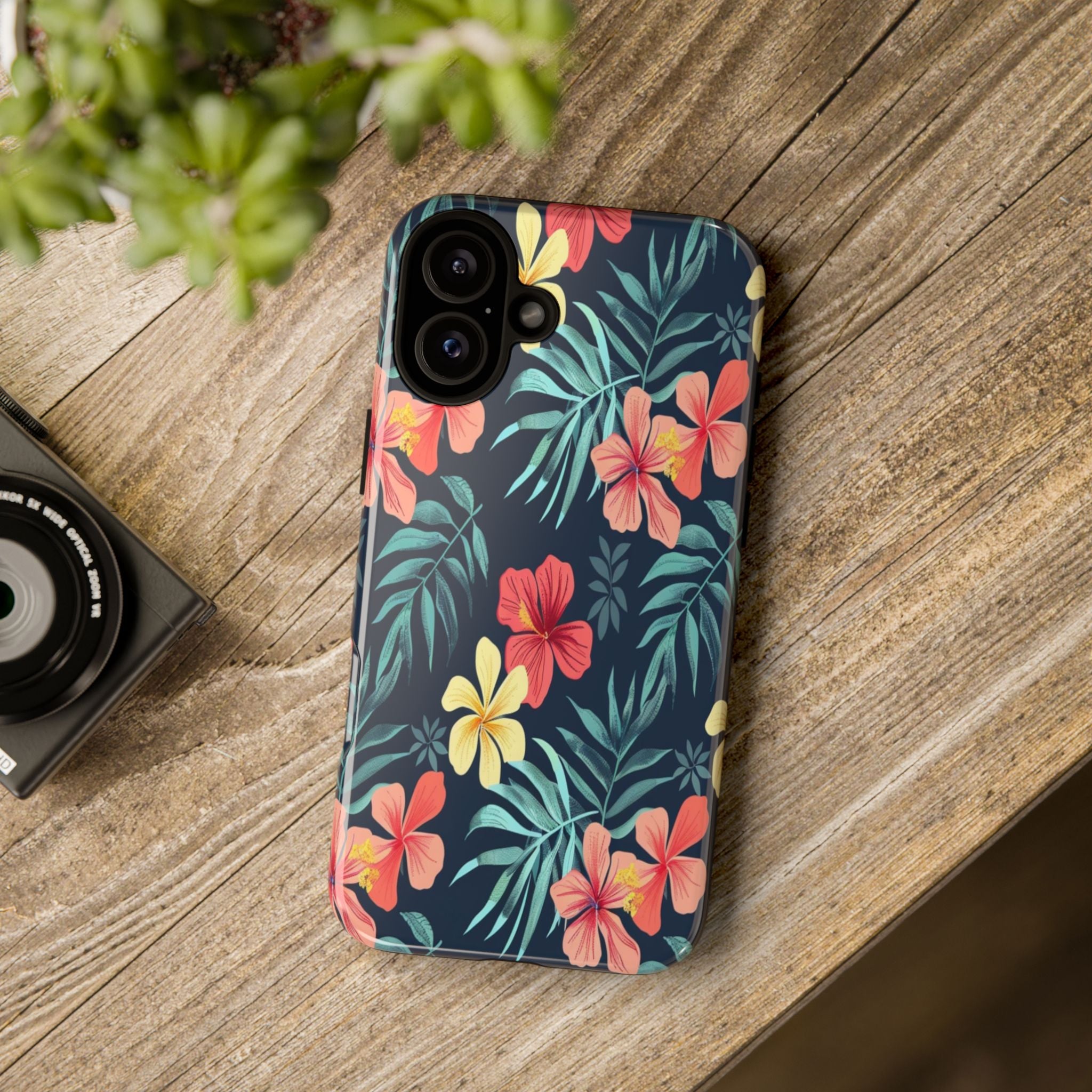 Tropical Hibiscus Navy Case