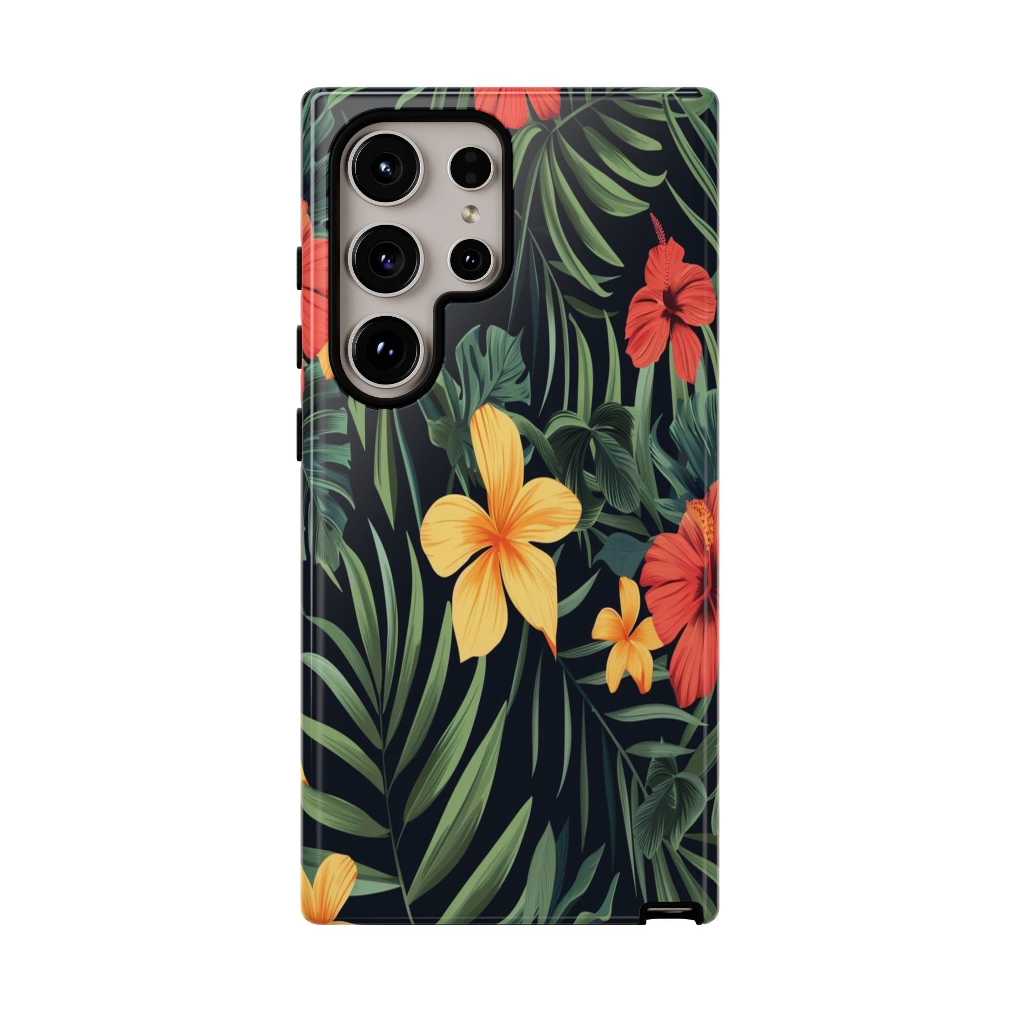 Tropical Hibiscus and Plumeria Seamless Pattern