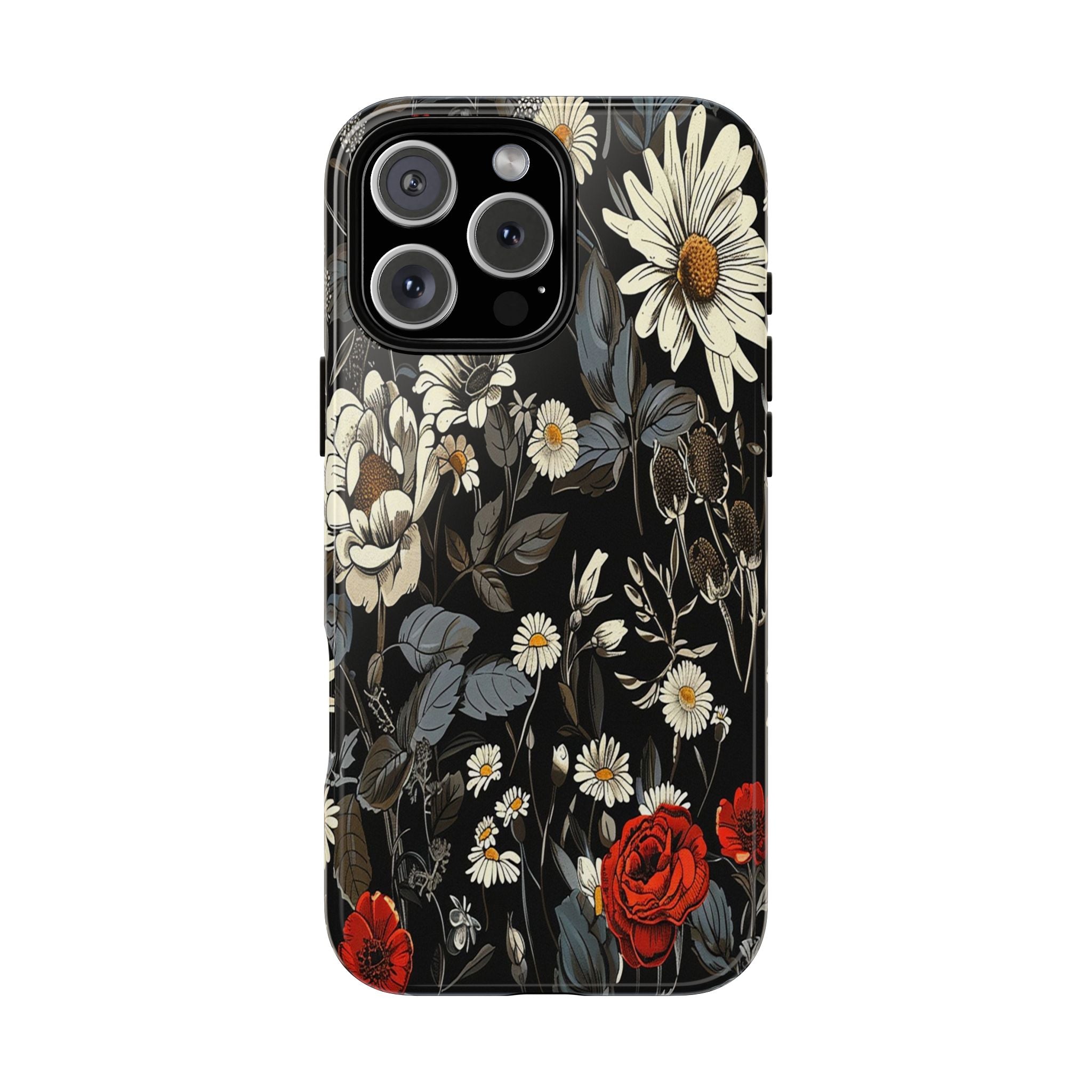 Elegant Floral Pattern on Black Background