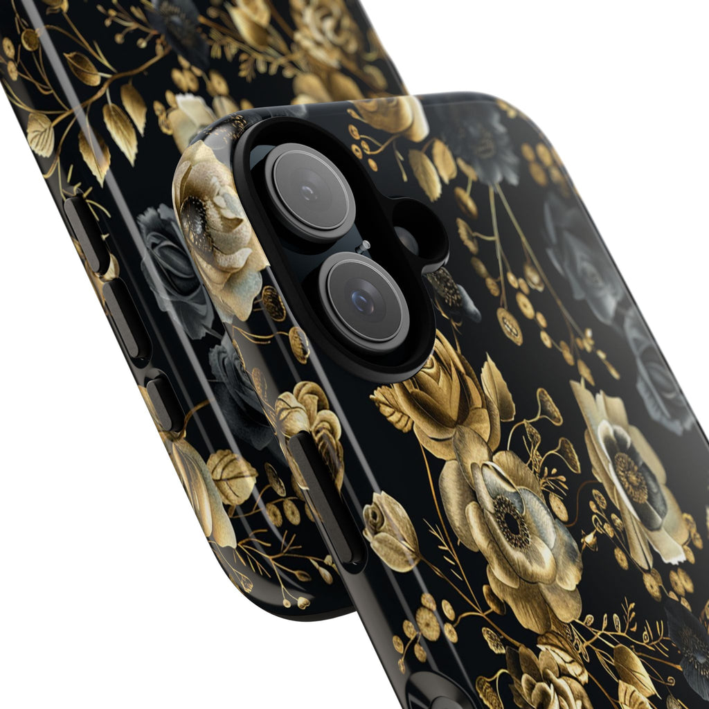 Luxurious Gold Roses on Black