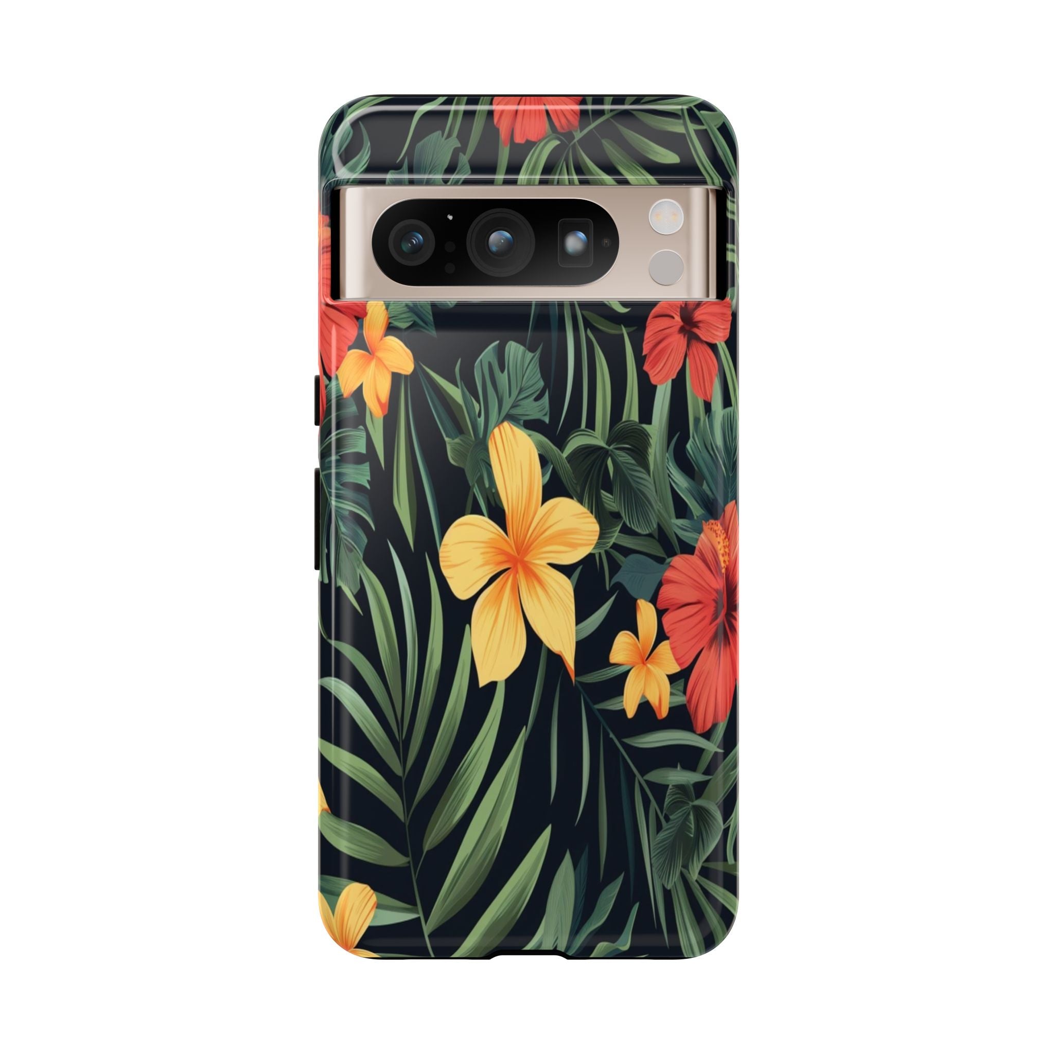 Tropical Hibiscus and Plumeria Seamless Pattern