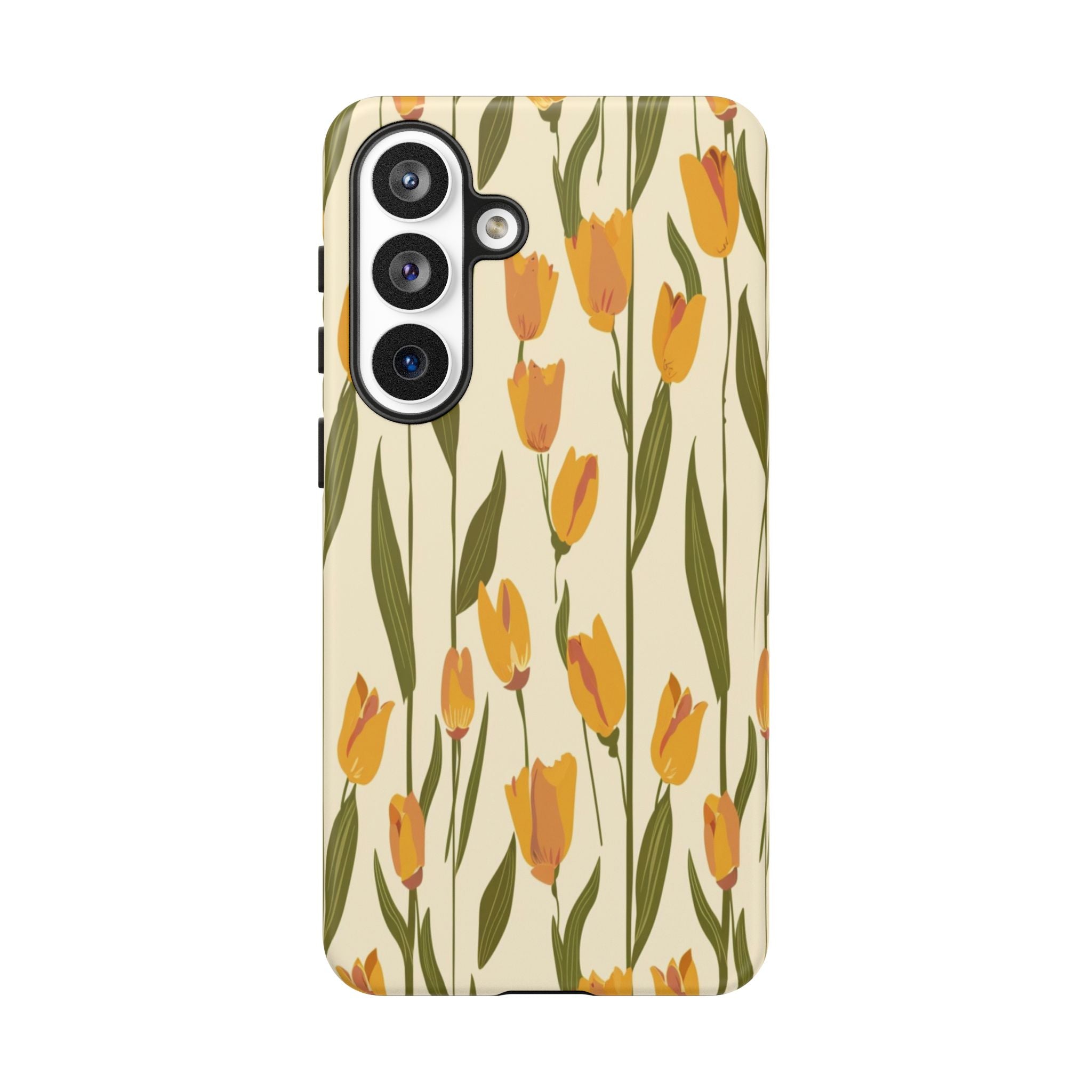 Vibrant Yellow and Orange Tulips Seamless Pattern