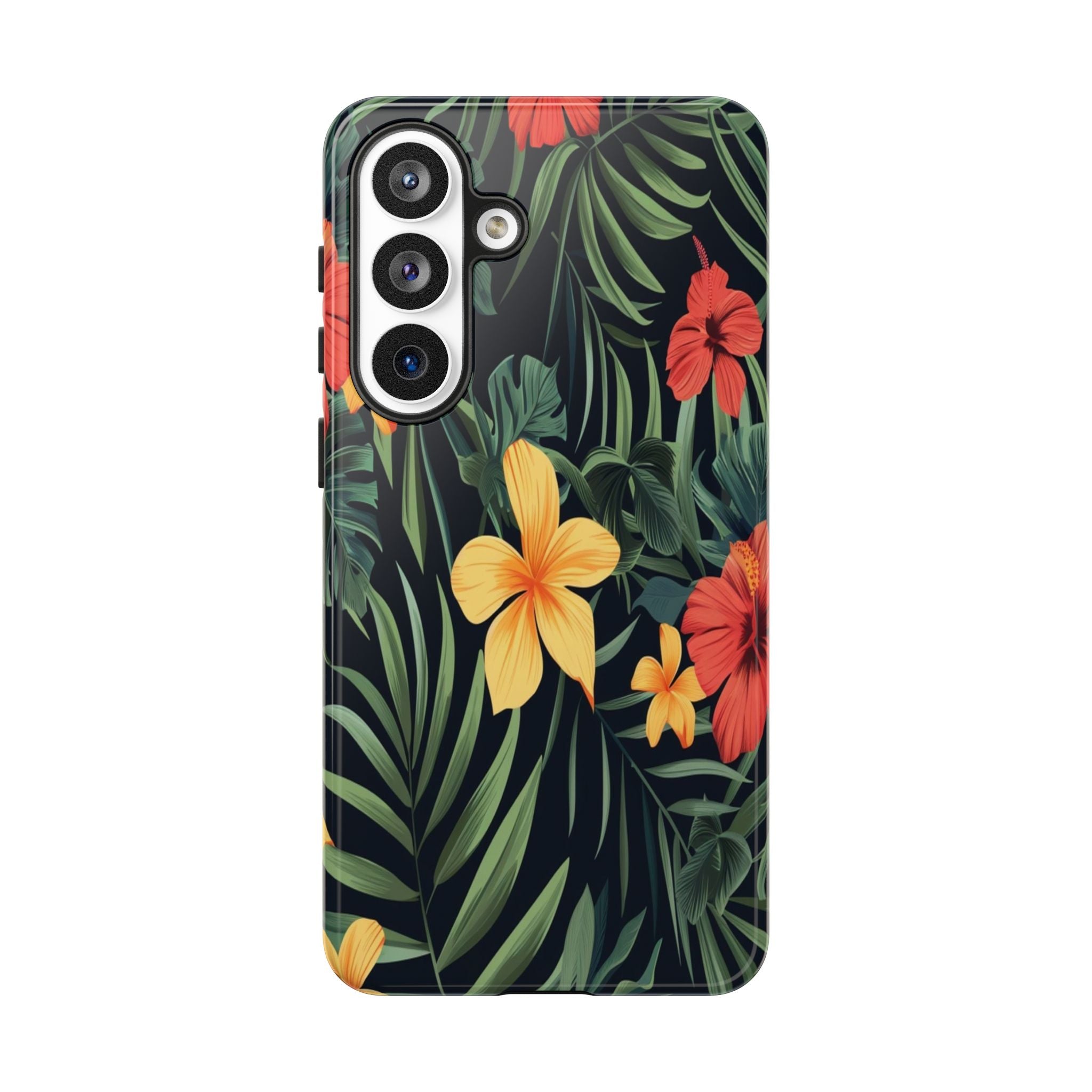 Tropical Hibiscus and Plumeria Seamless Pattern