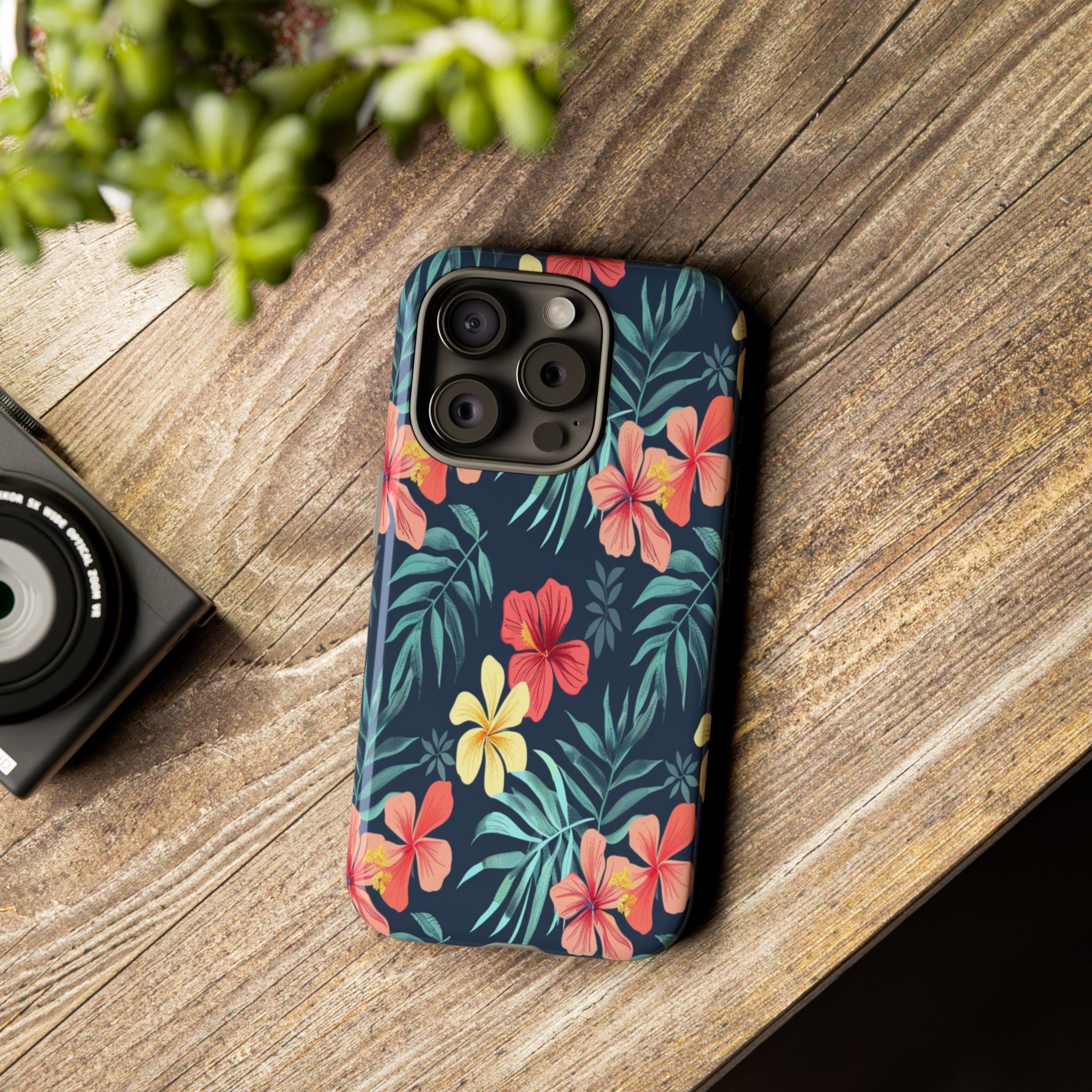 Tropical Hibiscus Navy Case
