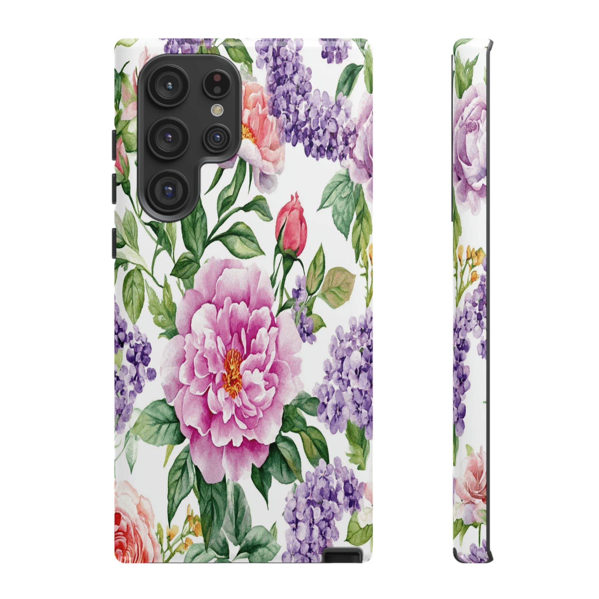 Watercolor Peonies and Lilacs