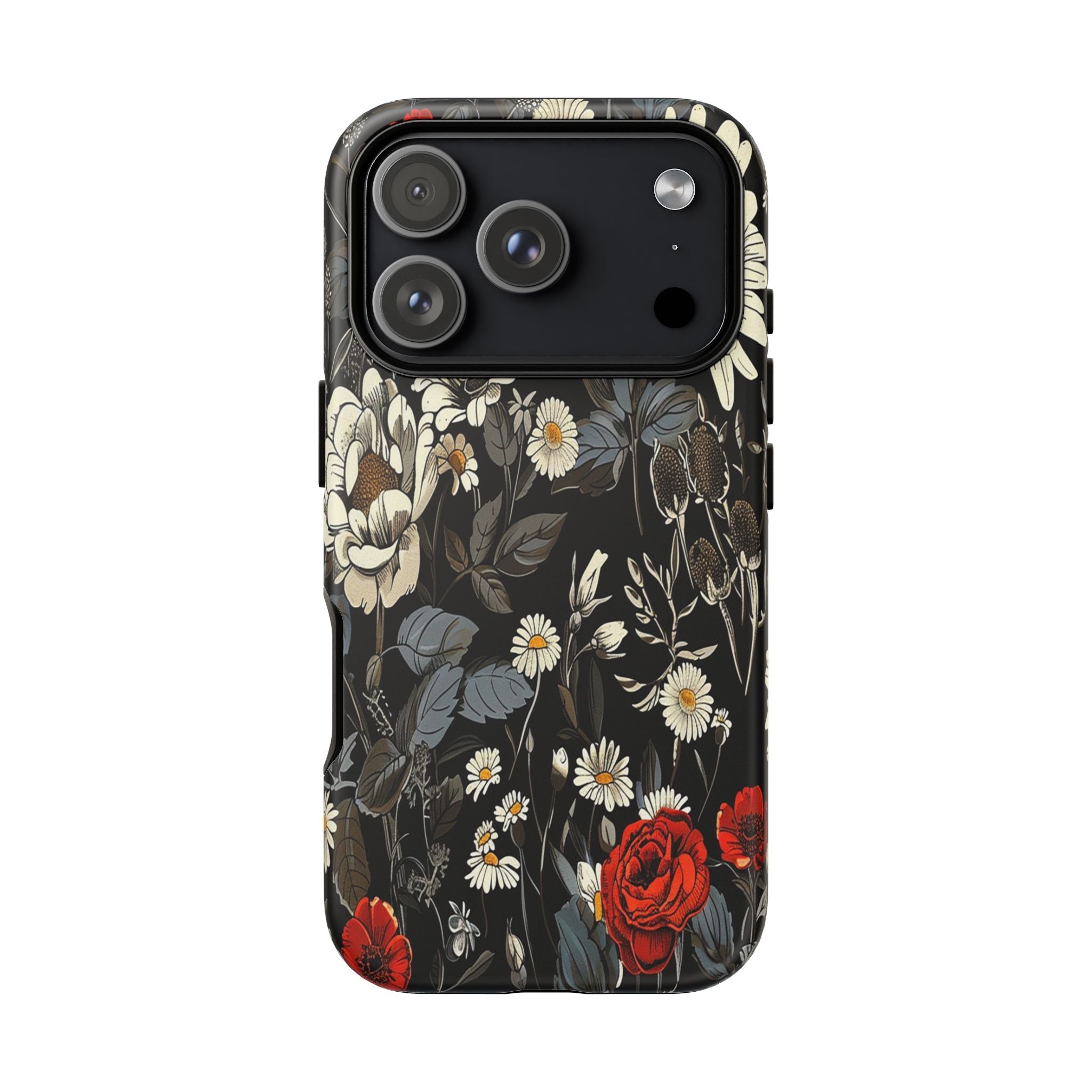 Elegant Floral Pattern on Black Background