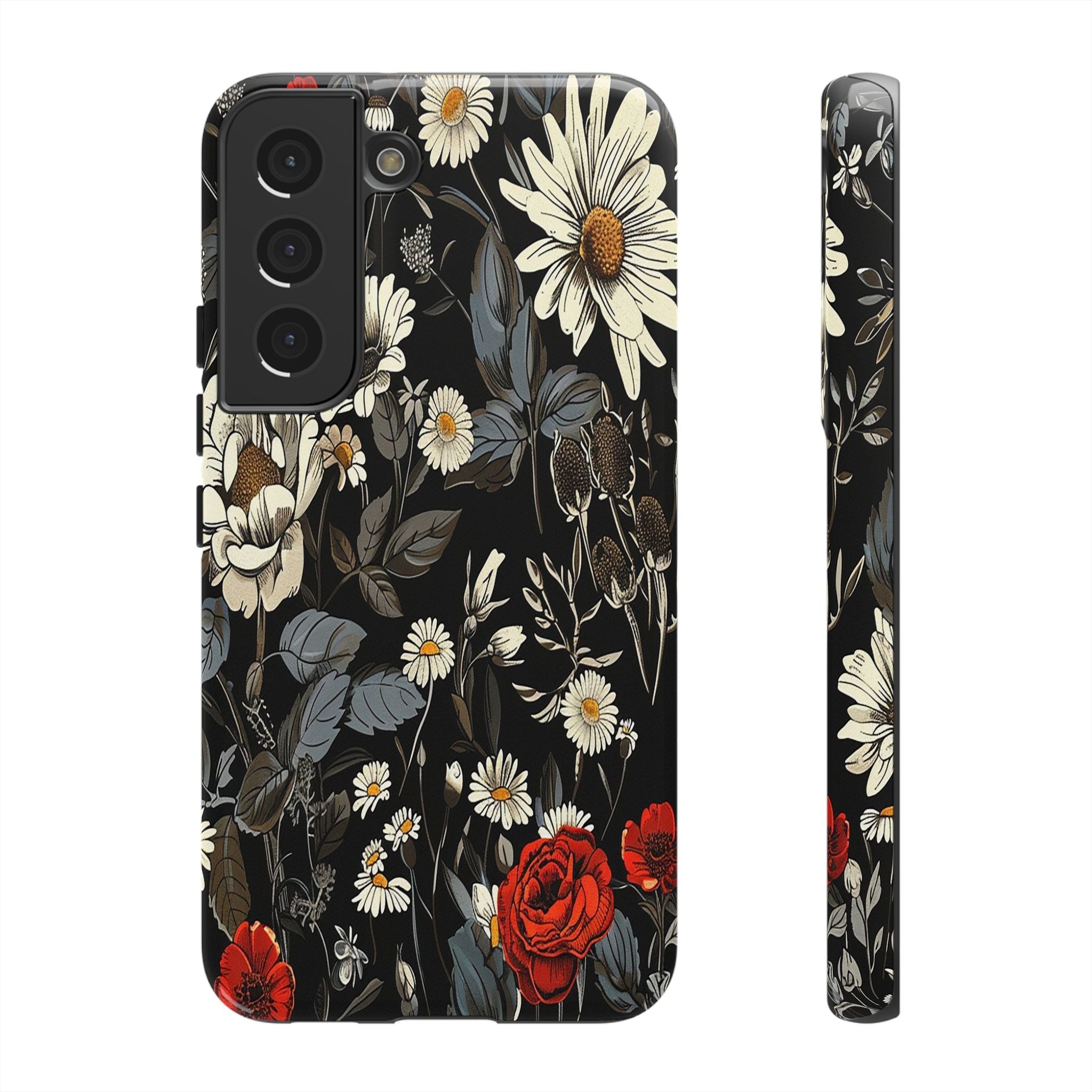 Elegant Floral Pattern on Black Background