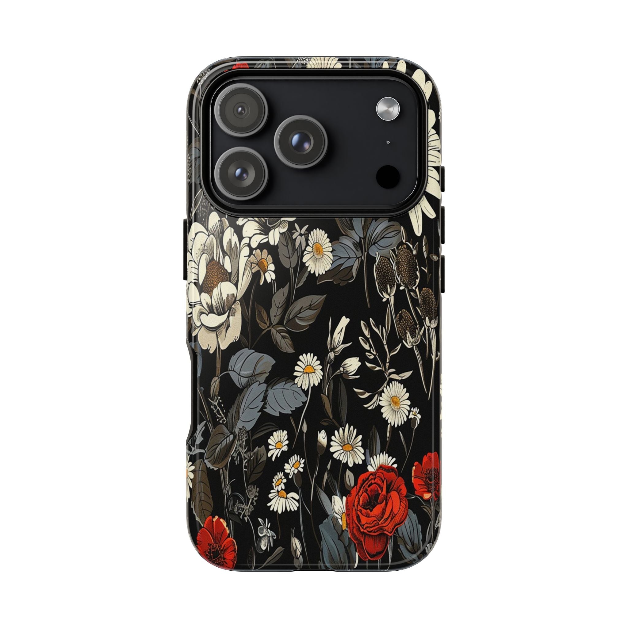 Elegant Floral Pattern on Black Background