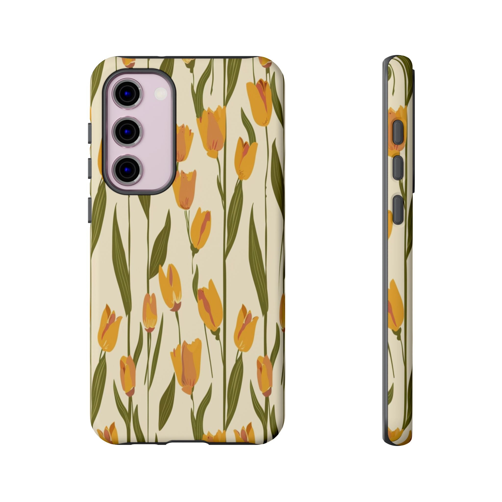 Vibrant Yellow and Orange Tulips Seamless Pattern