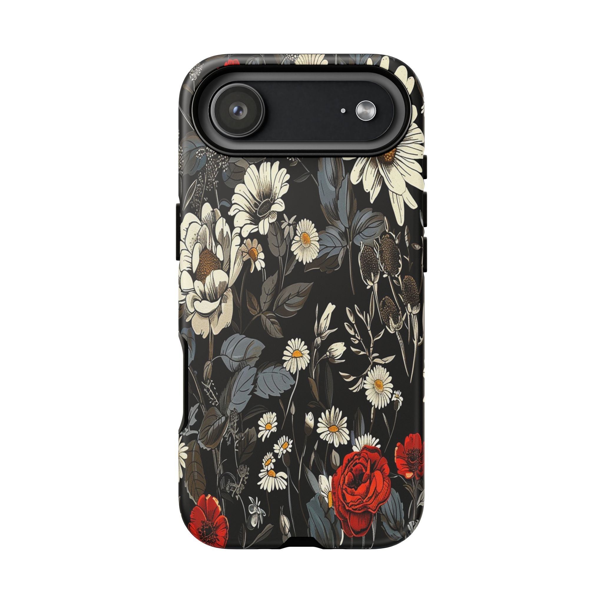 Elegant Floral Pattern on Black Background