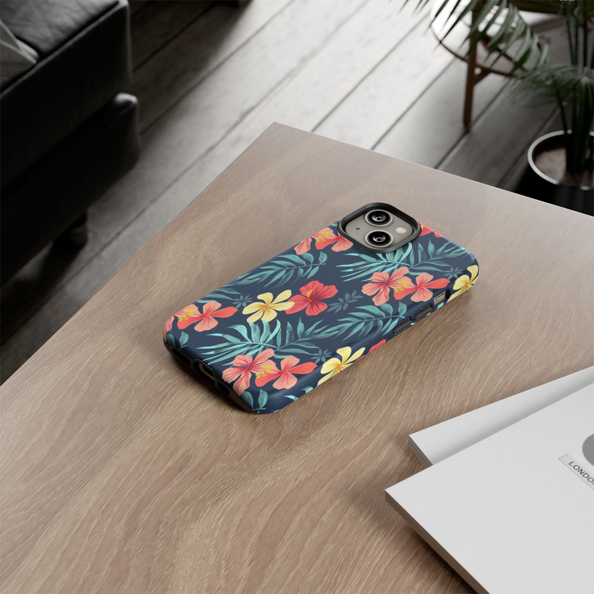 Tropical Hibiscus Navy Case