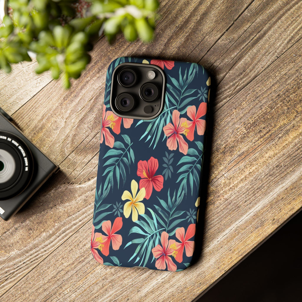 Tropical Hibiscus Navy Case