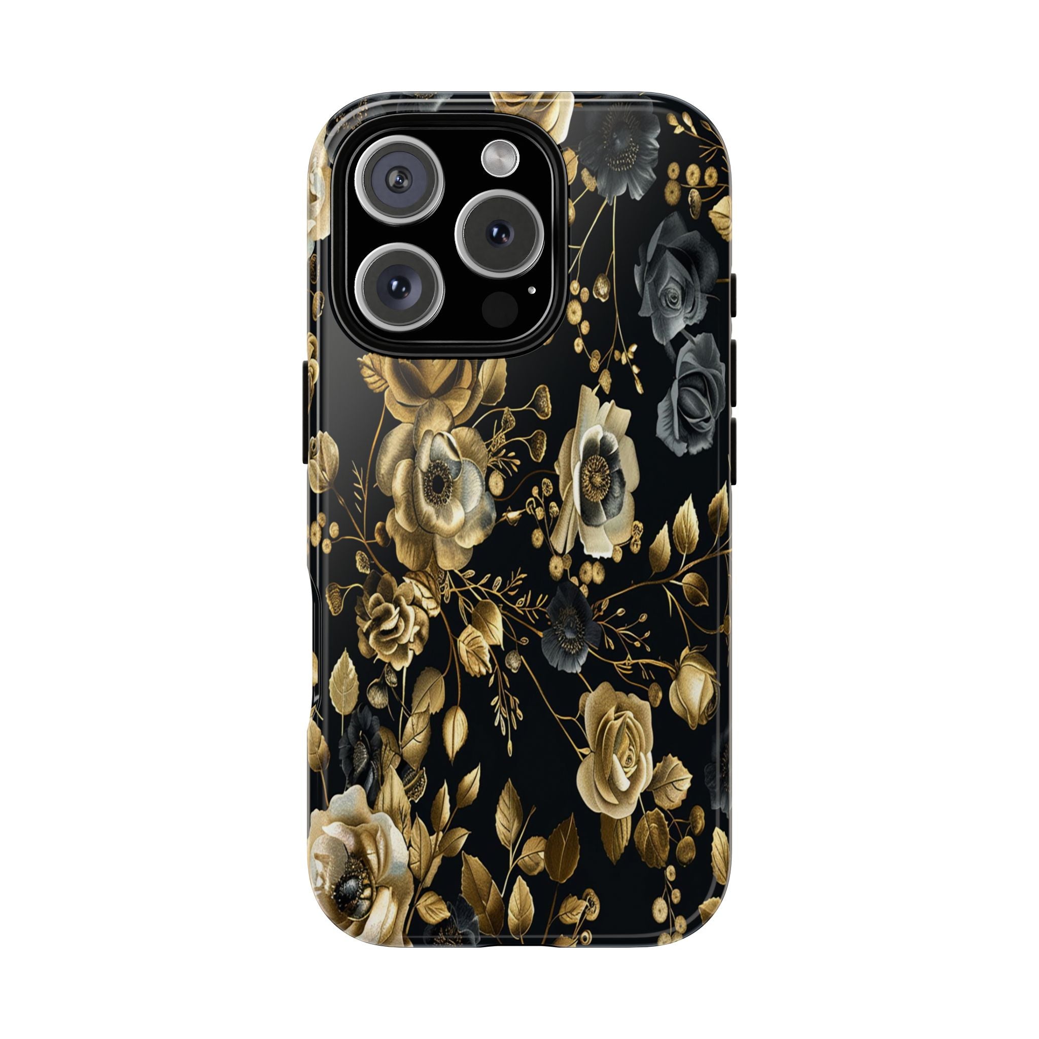 Luxurious Gold Roses on Black