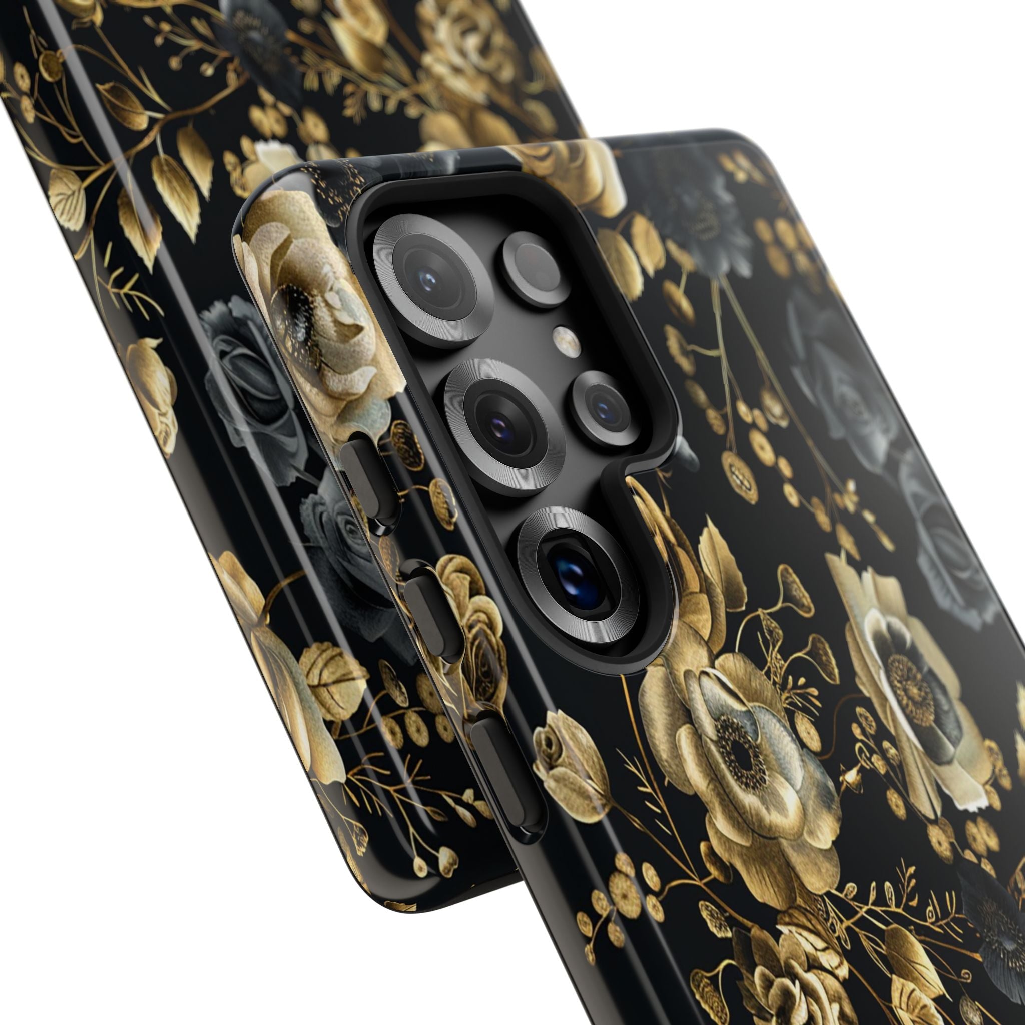 Luxurious Gold Roses on Black