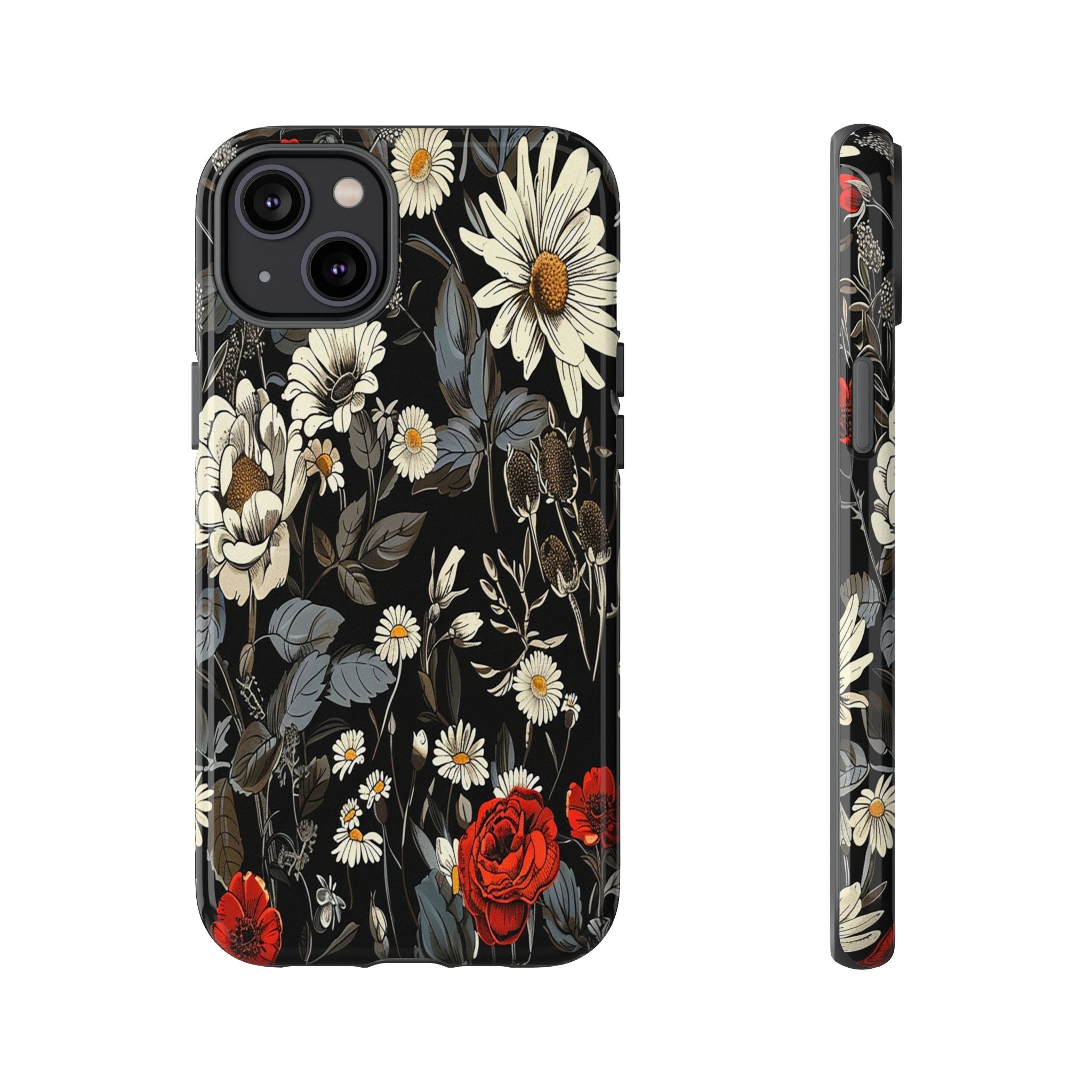 Elegant Floral Pattern on Black Background