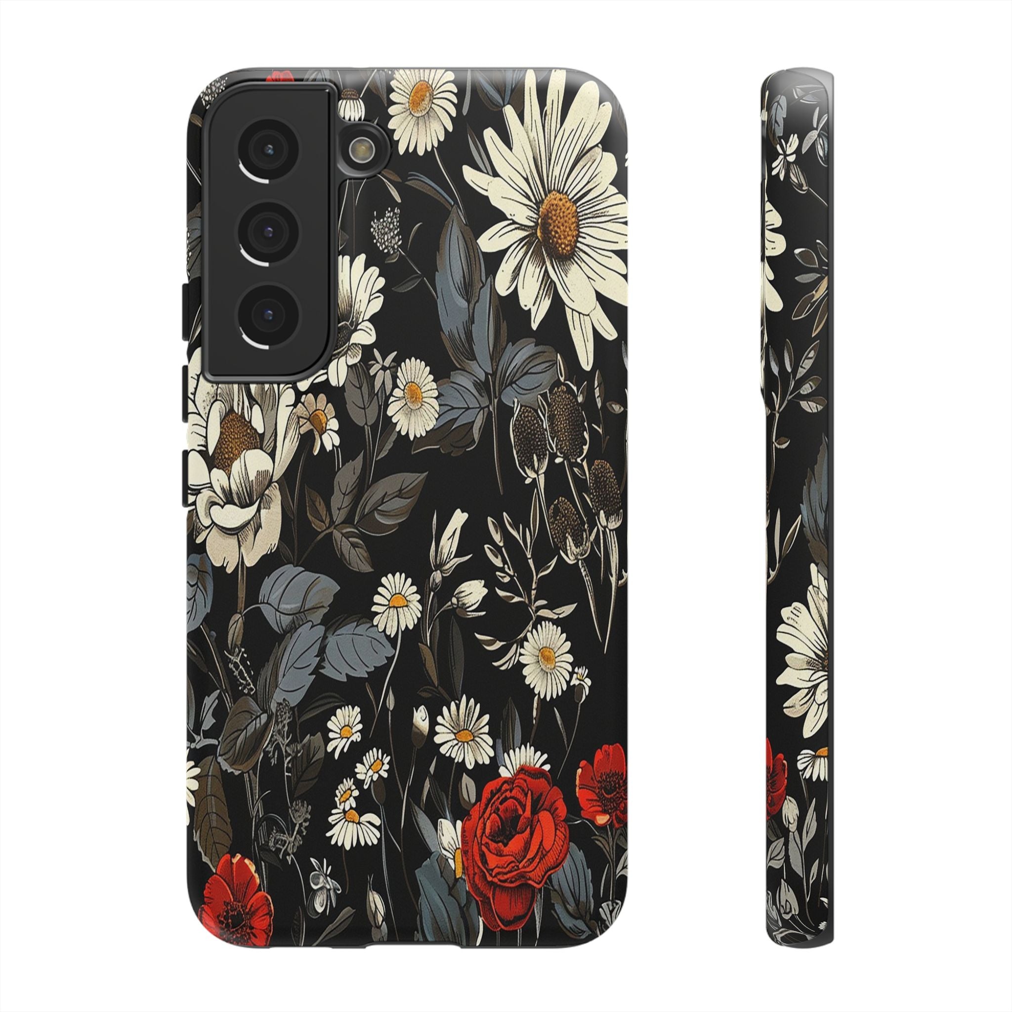 Elegant Floral Pattern on Black Background