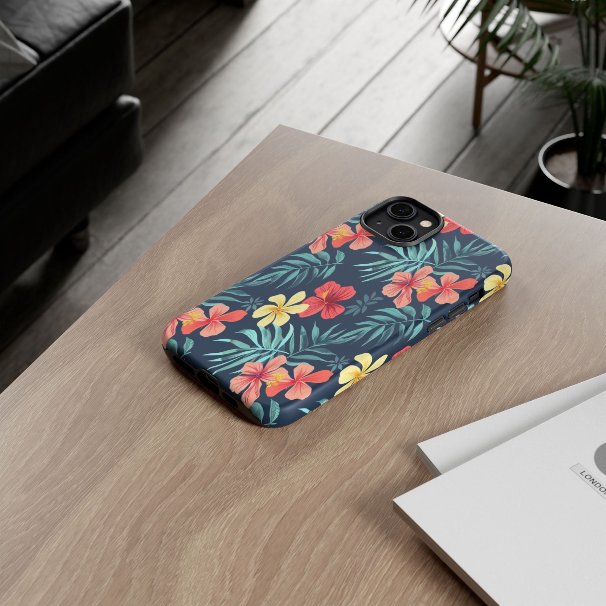 Tropical Hibiscus Navy Case