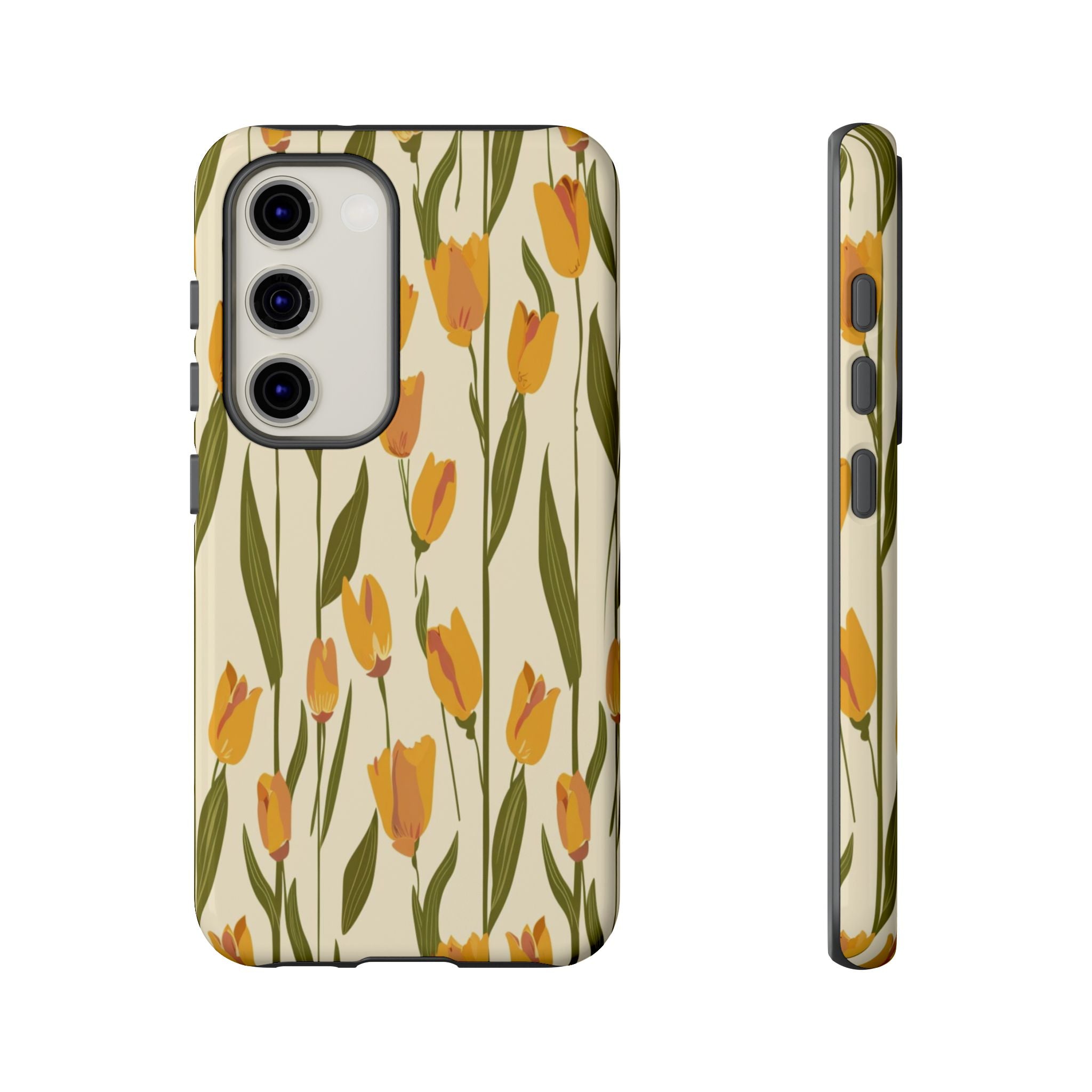 Vibrant Yellow and Orange Tulips Seamless Pattern