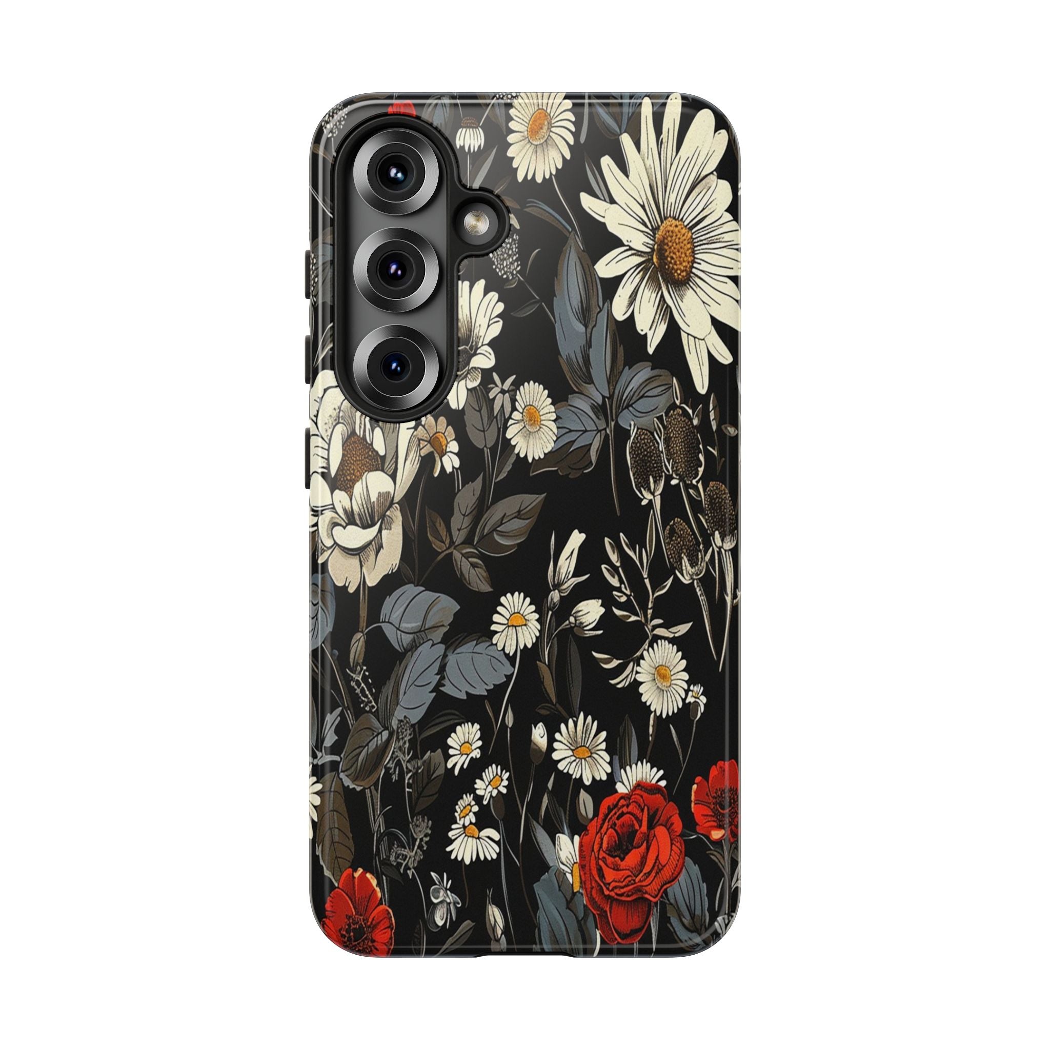 Elegant Floral Pattern on Black Background