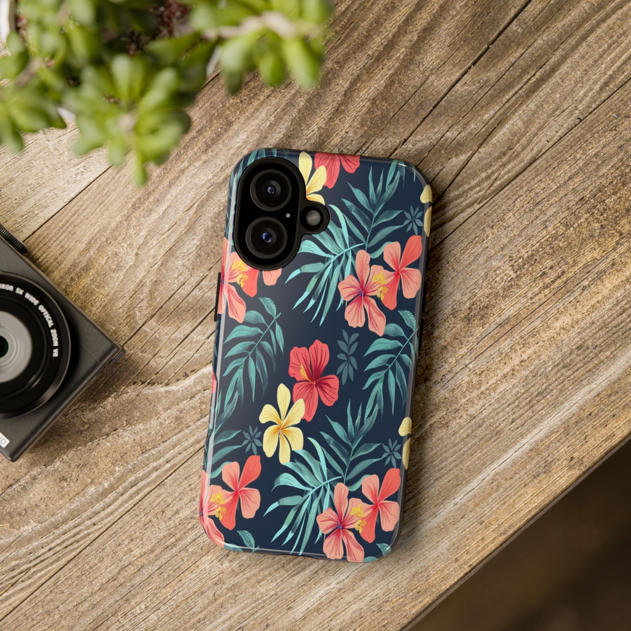 Tropical Hibiscus Navy Case