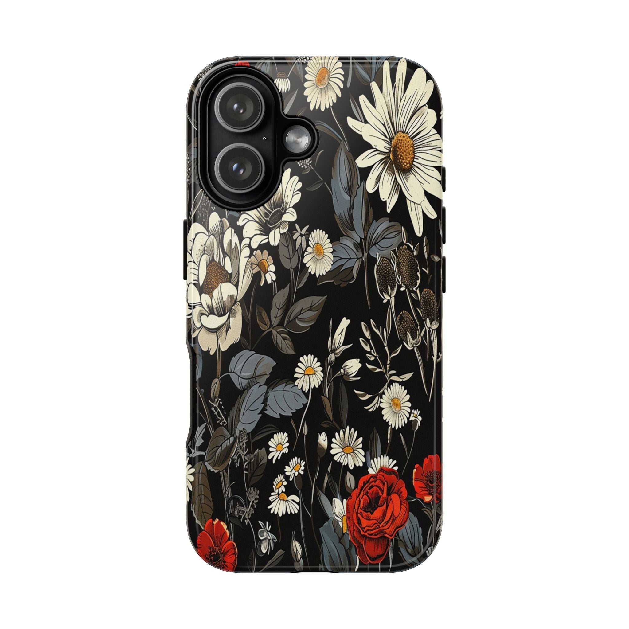 Elegant Floral Pattern on Black Background