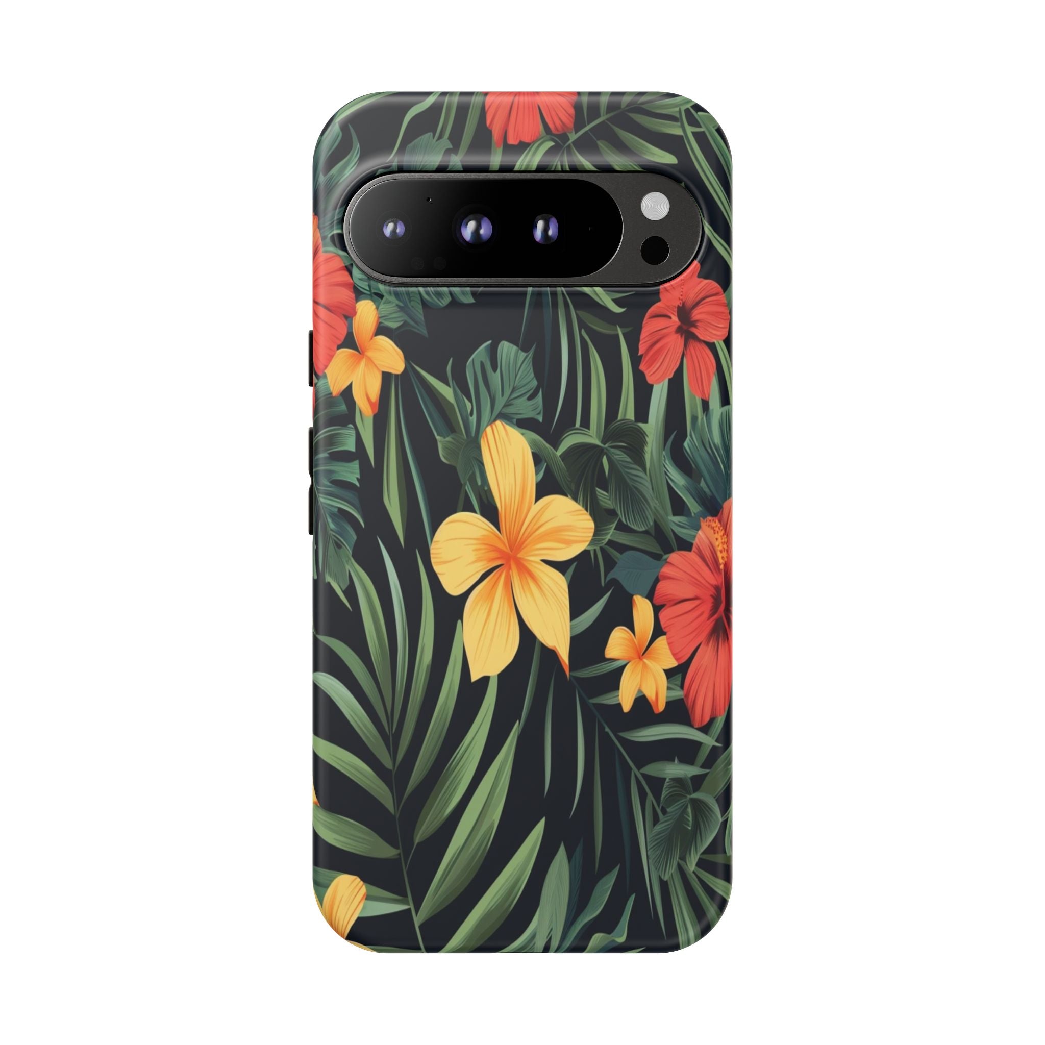 Tropical Hibiscus and Plumeria Seamless Pattern