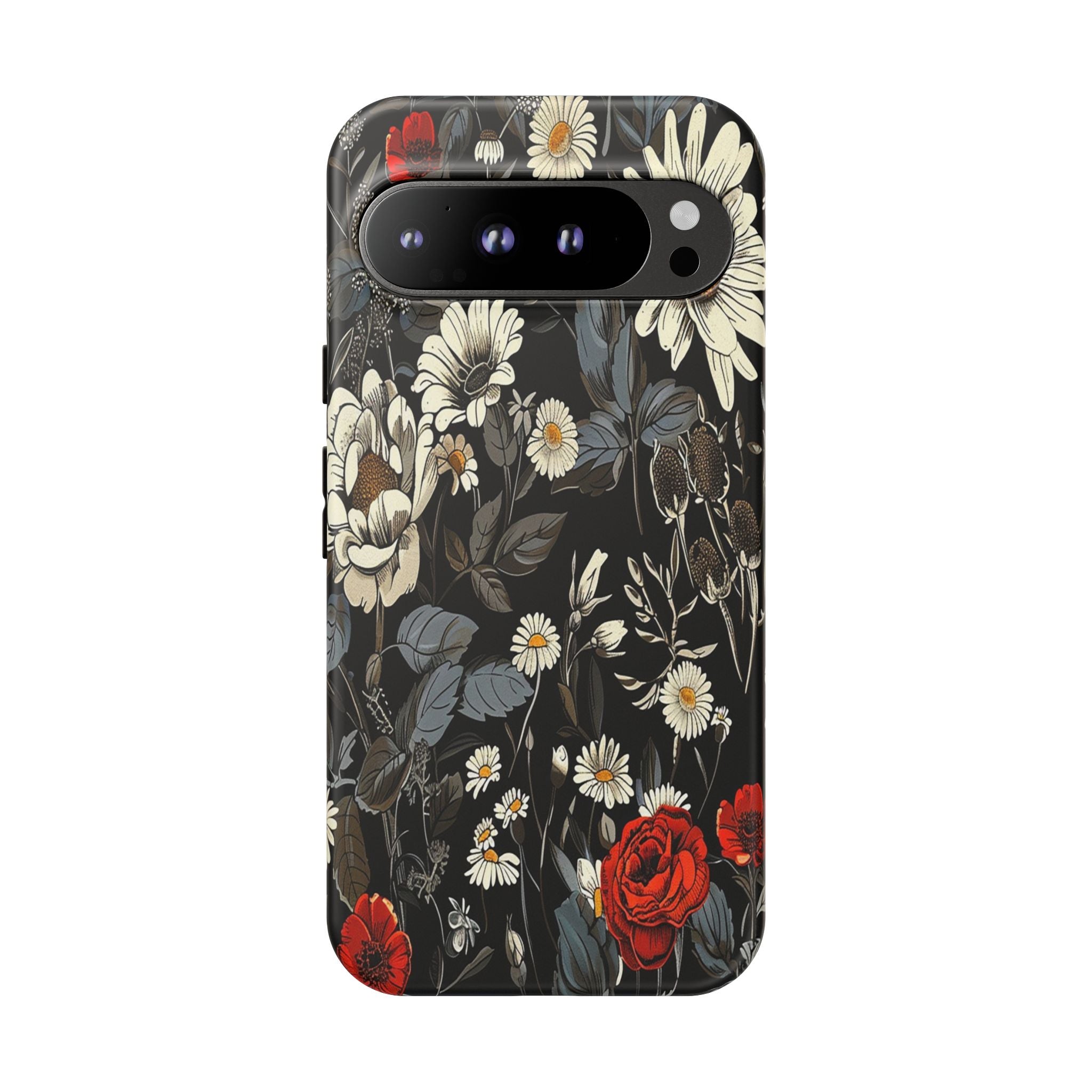 Elegant Floral Pattern on Black Background