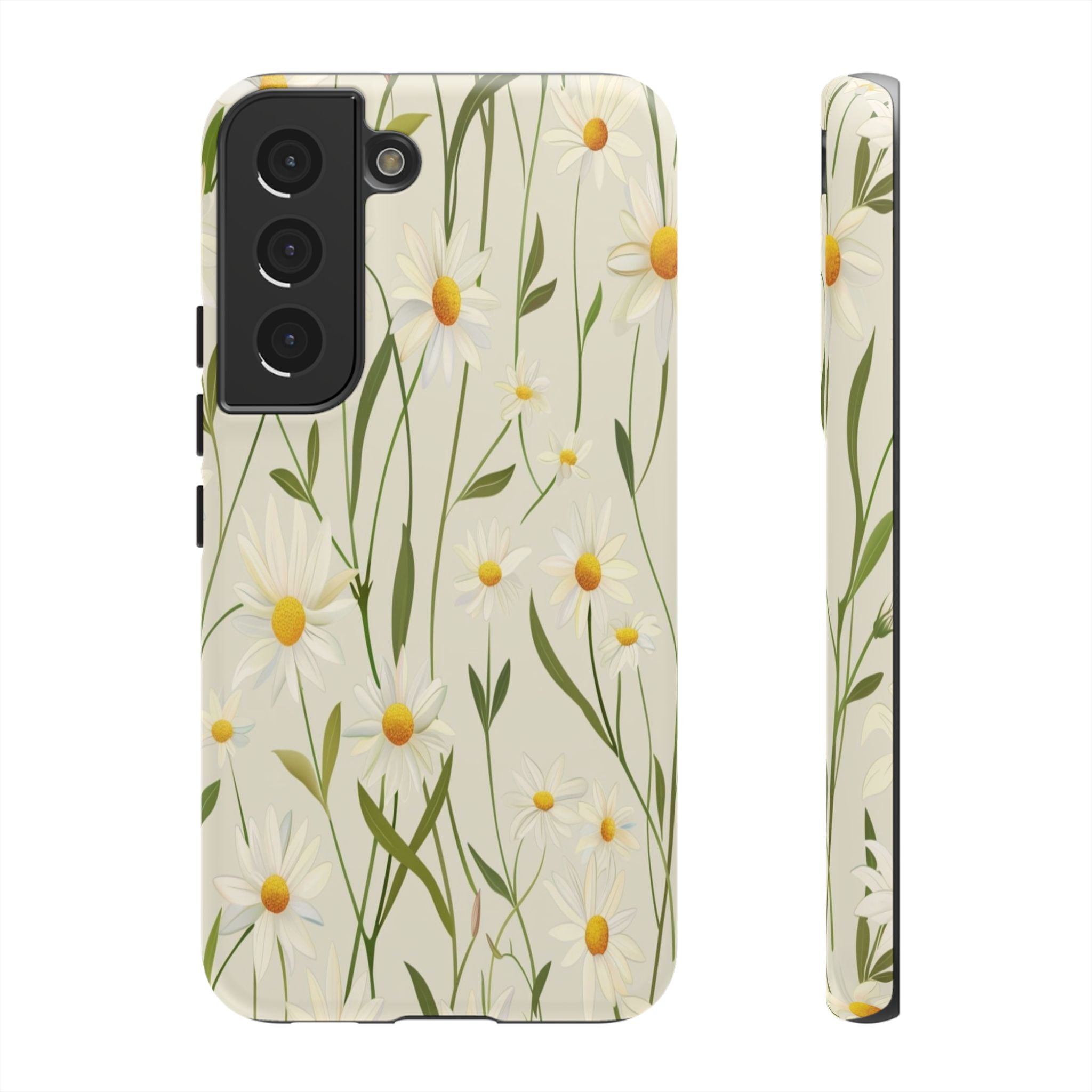 Delicate White Daisies on Cream