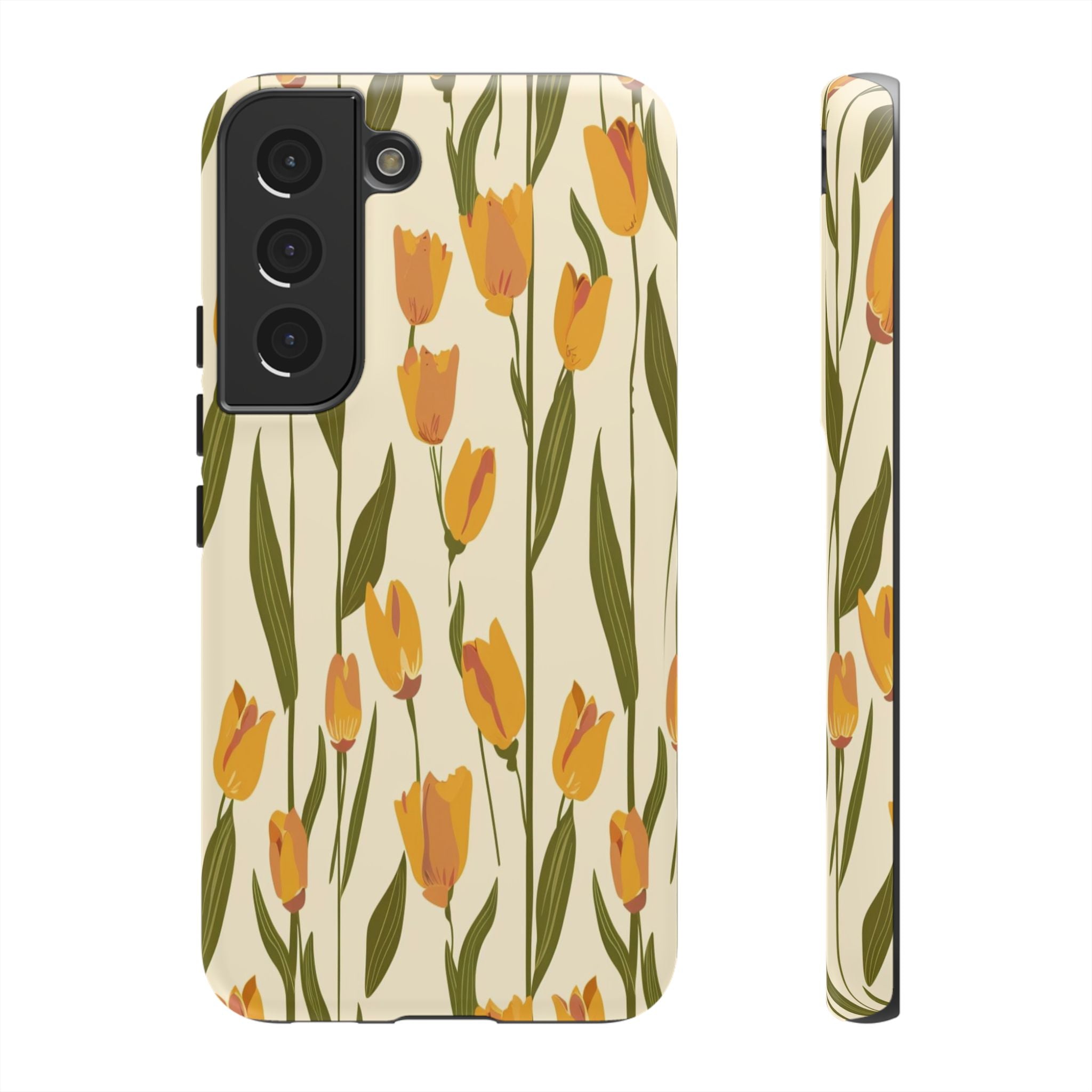 Vibrant Yellow and Orange Tulips Seamless Pattern